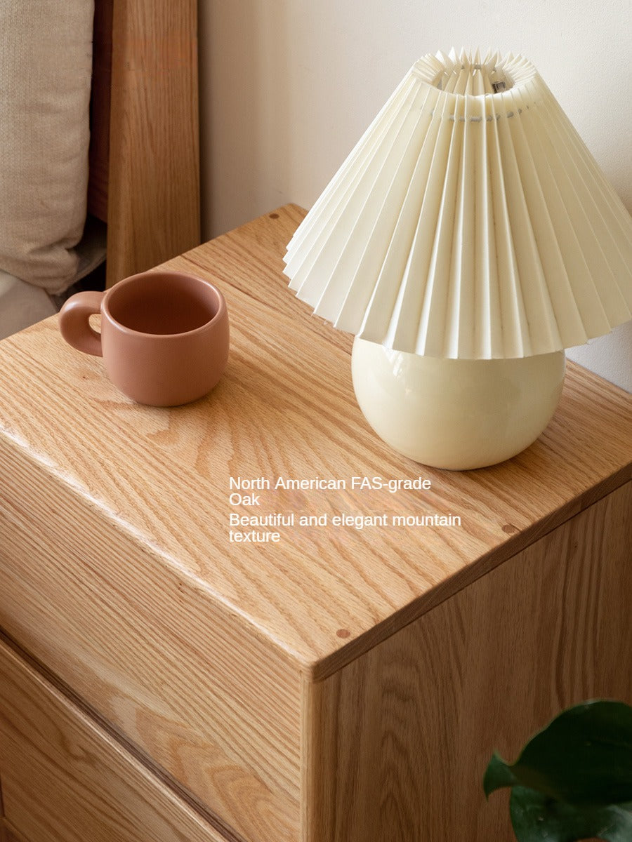 Solid Oak Wood Nightstand with 2 Drawers - Bedroom Side Table for Bedside Storage & Organization
