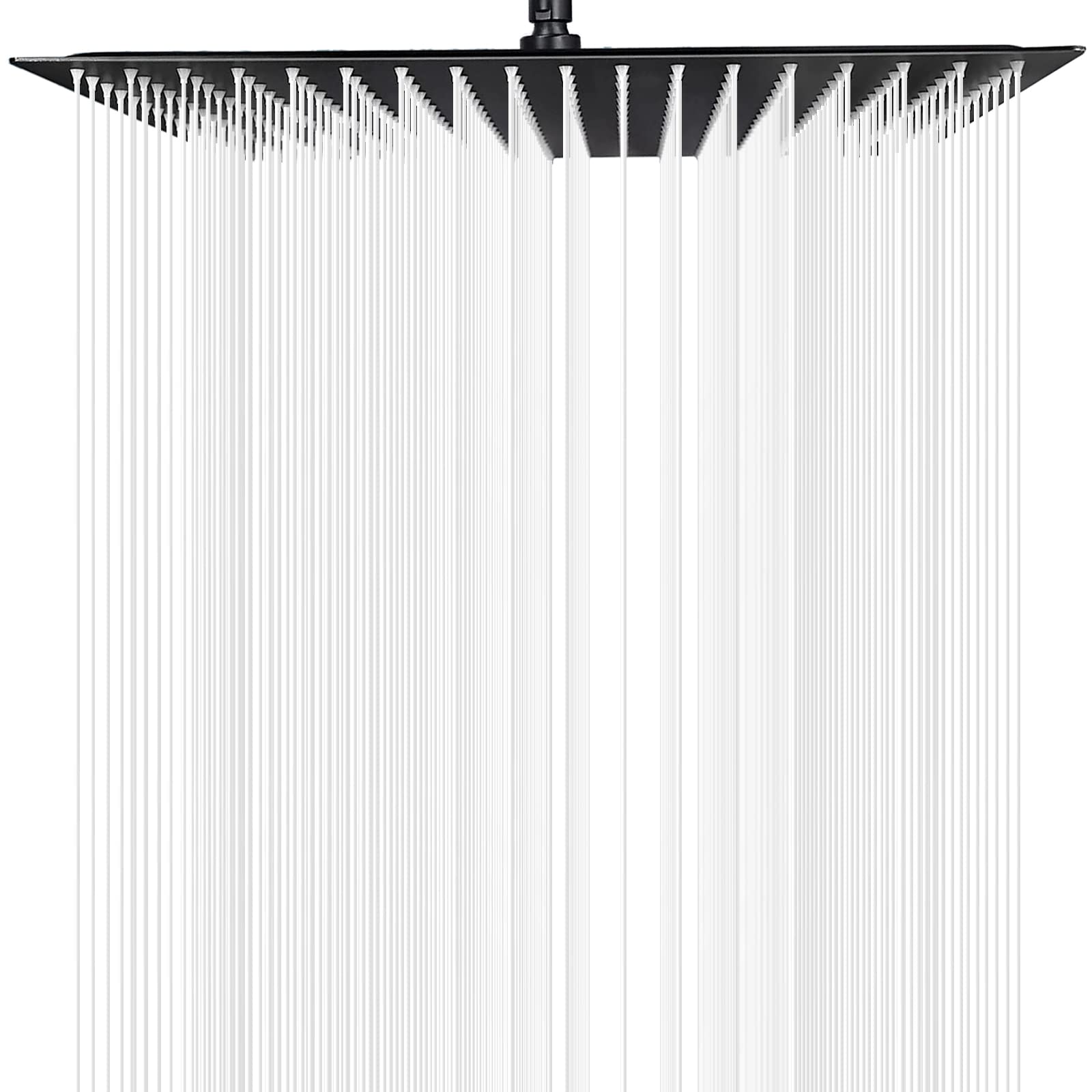 CASROCK 16 Inch Large Black Square Rain Shower Head - Premium Ultra Thin 304 Stainless Steel Ceiling Mount - High Pressure Waterfall Shower Head for Luxurious Spa-like Bathroom Experience (Modern Bathroom Upgrade for Relaxation & Water Conservation)