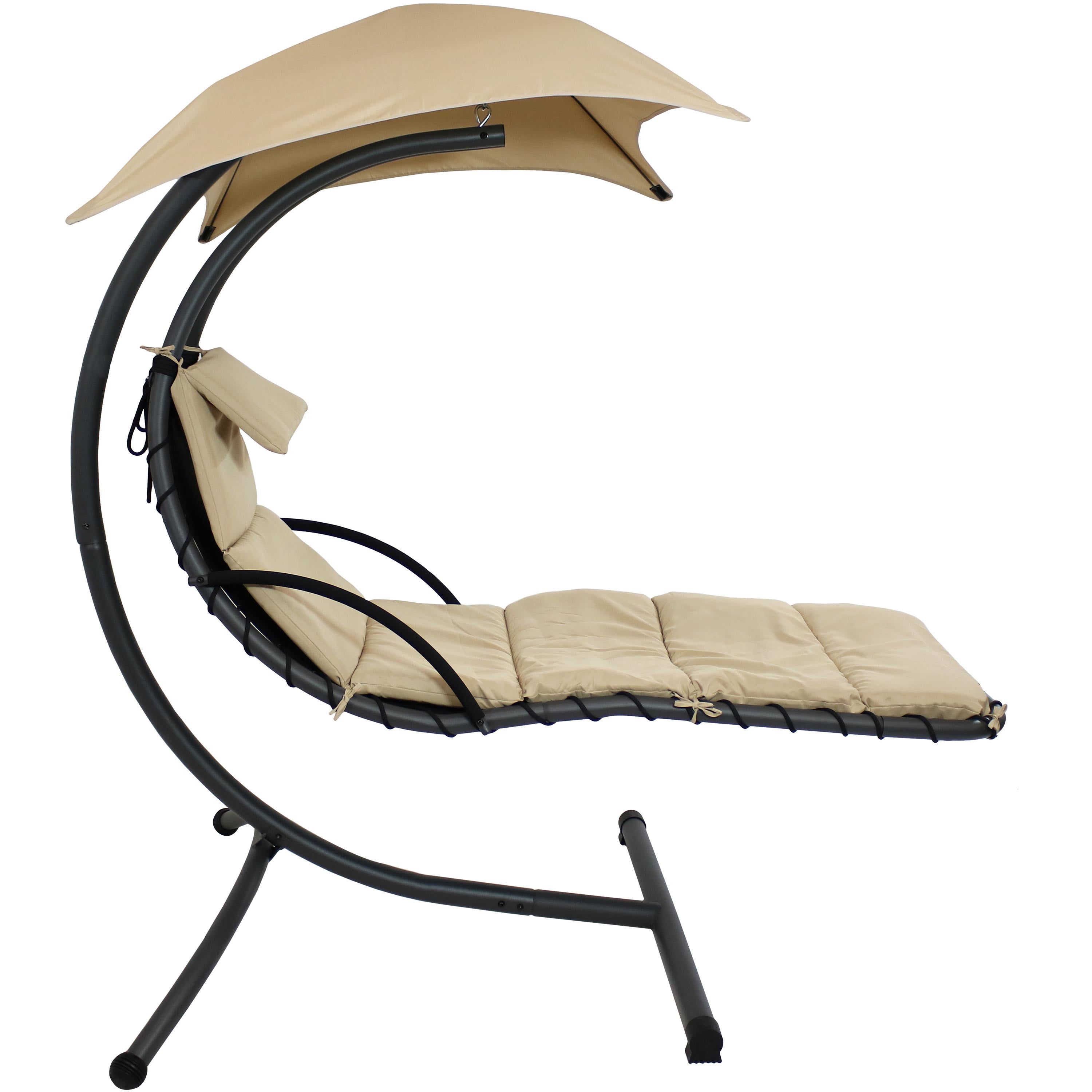 Sunnydaze Floating Chaise Lounge Chair with Canopy - Premium Inflatable Pool Float for Adults - Perfect for Relaxing by the Pool, Lake or Beach