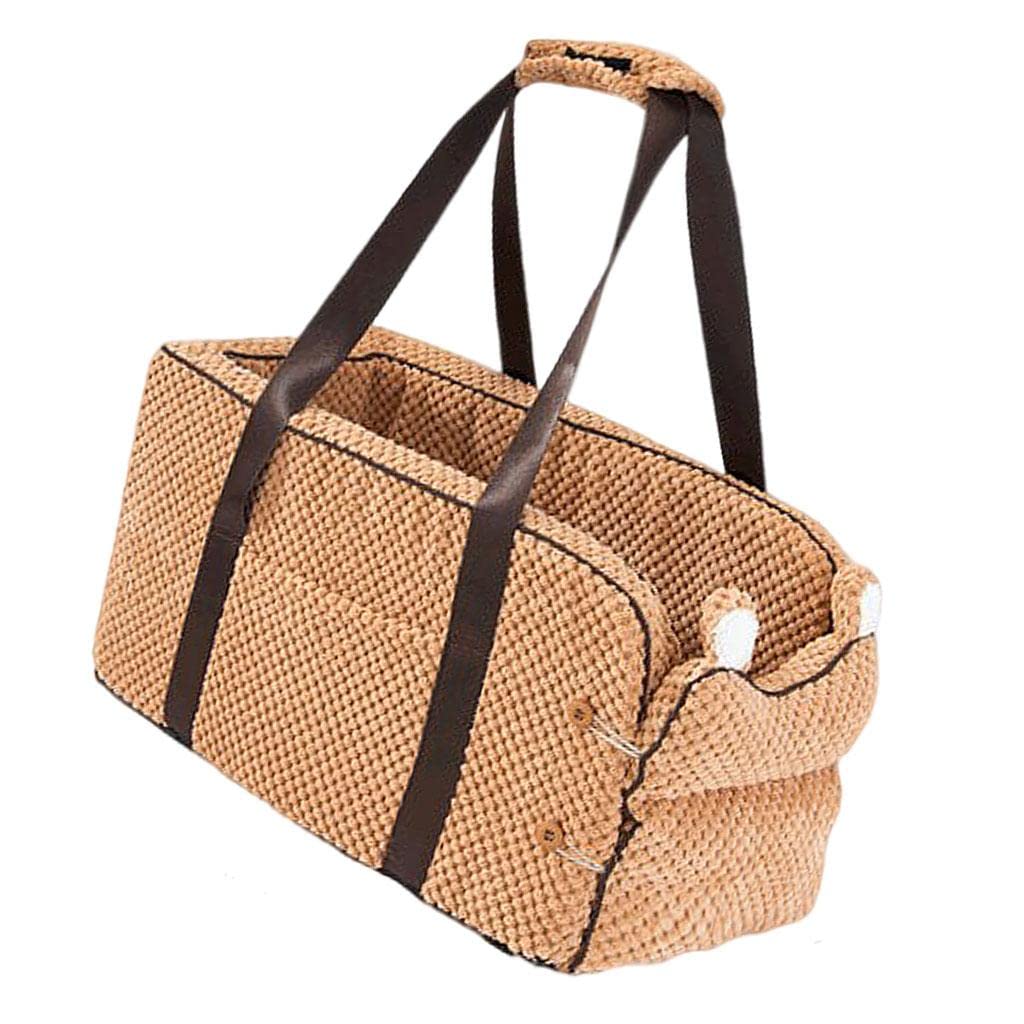 GAH Dog Car Carrier - Soft Non-Slip Pet Booster Seat & Travel Crate for Small to Medium Dogs - Perfect for Car, SUV, Armrest & Home Use - Brown