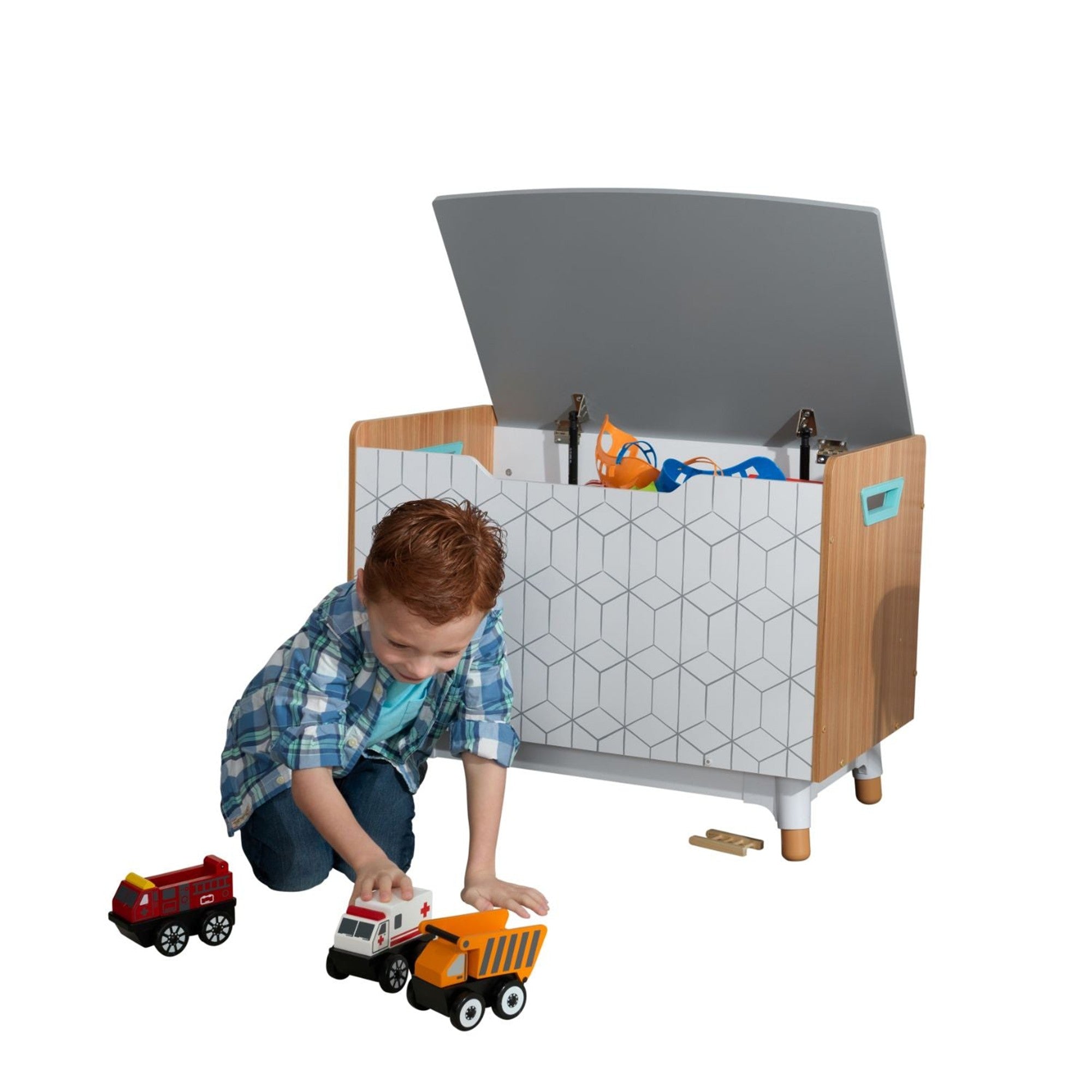 KidKraft Mid Century Modern Toy Storage Box for Kids - Wooden Toy Chest with Lid - Nursery, Playroom & Bedroom Organization for Boys & Girls