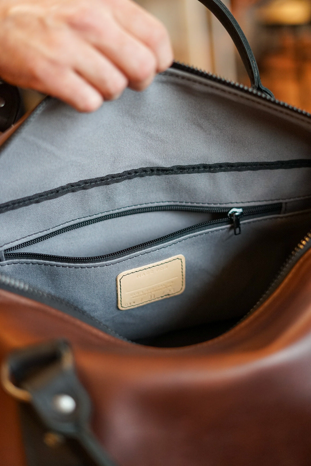 Premium Overnight Duffle Bag for Travel & Gym - Dark Amber Harness Leather with Flat Black Accents - Perfect for Weekend Trips, Workouts & Business Travel