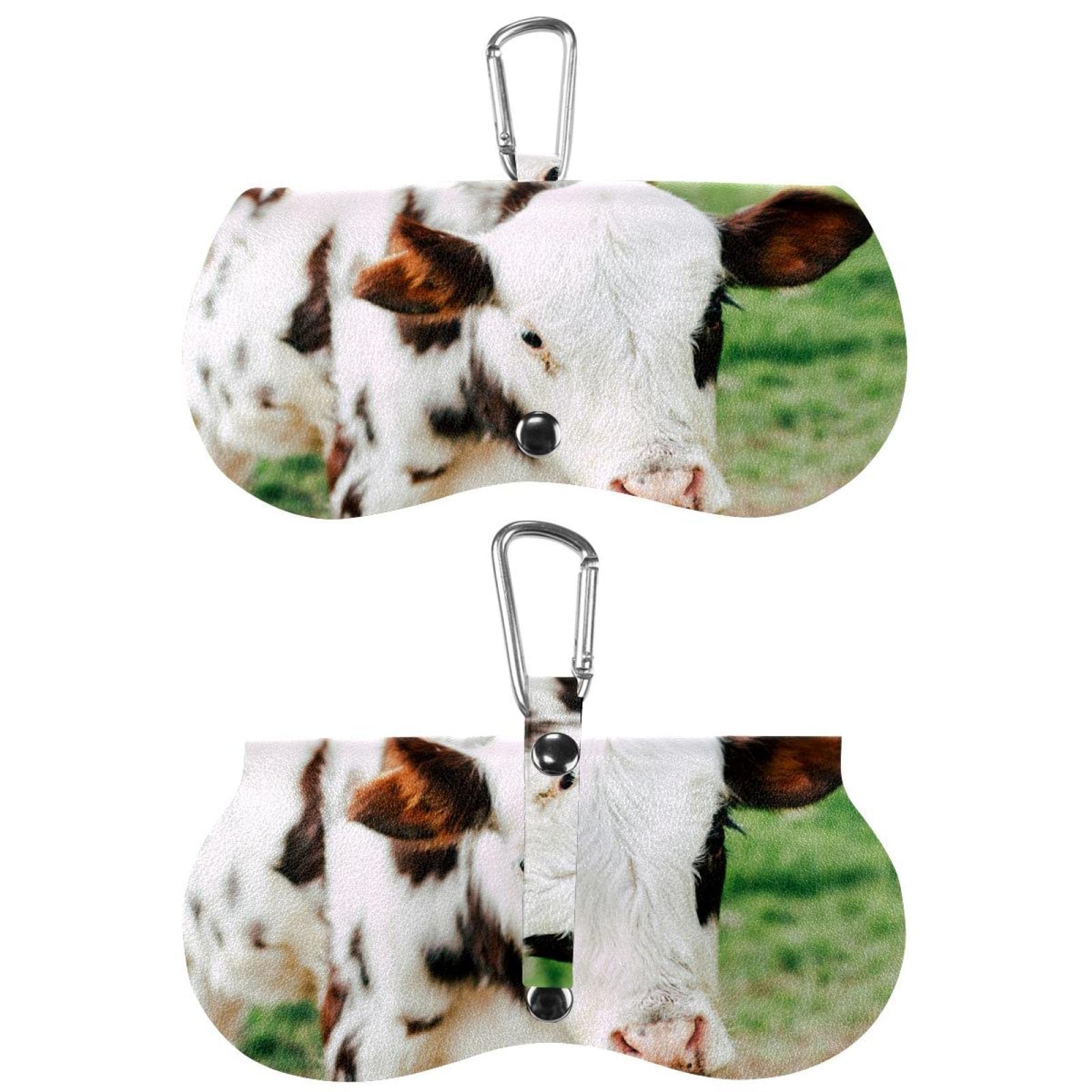 Stylish Cow Print Eyeglass Case for Women & Men - Durable Reading Glasses Holder with Hanging Hook - Perfect for Travel, Office, and Home Organization - Unisex Glasses Pouch Storage Solution
