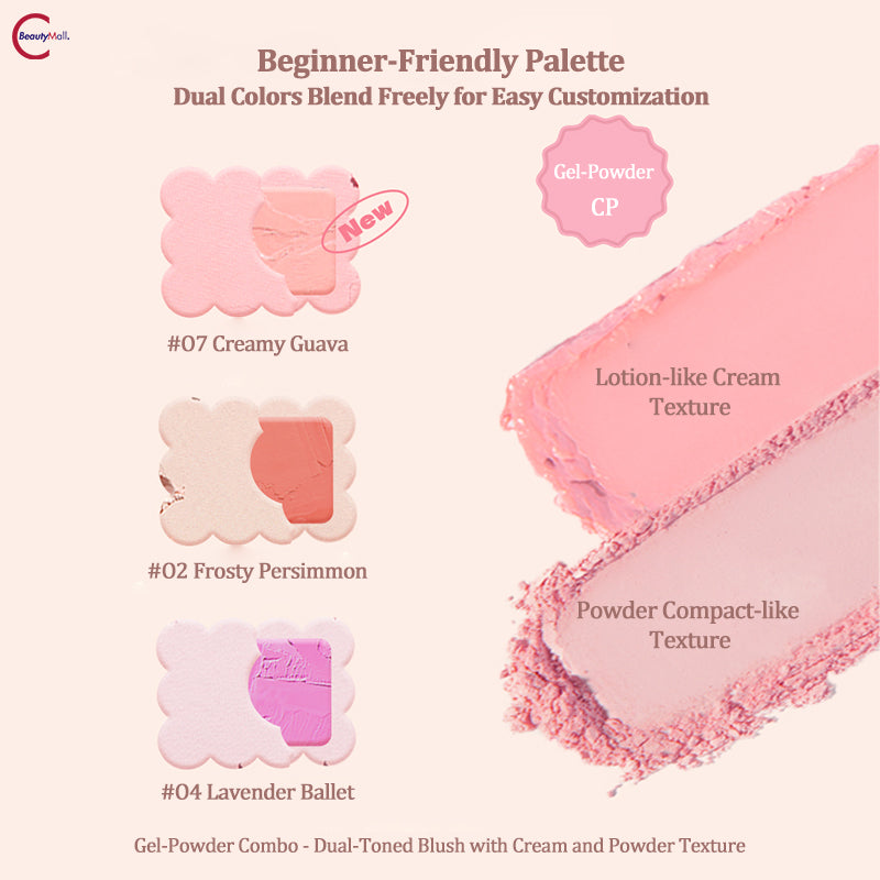 NUKKA Dual Tone Blush Palette - Buildable & Blendable Powder Blush for Natural Flush - Perfect for Everyday Makeup & Special Occasions
