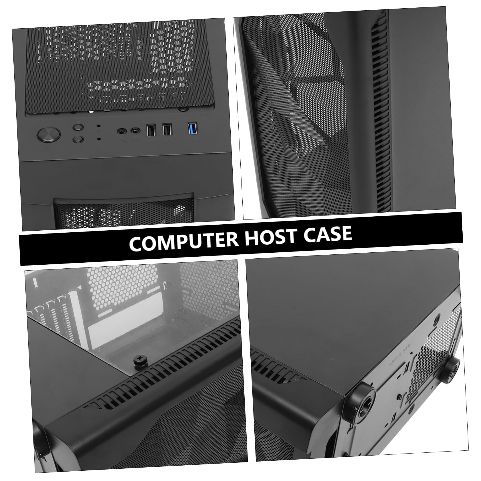 Lurrose Replacement Computer Case for Desktop PC - Side View Gaming Tower Case for Internet Cafe, Home & Office Use
