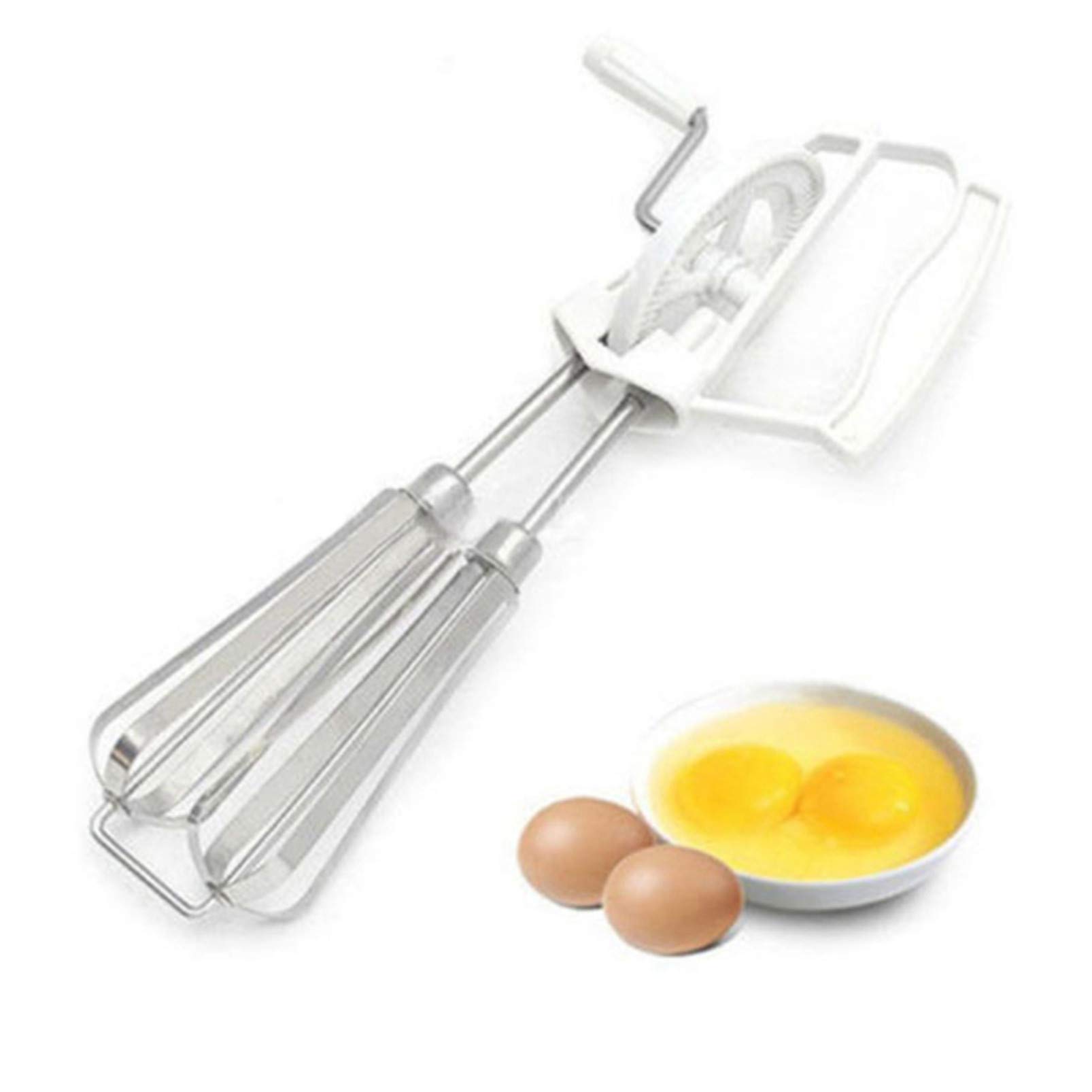 LoveAloe Stainless Steel Rotary Hand Whisk - Egg Beater Mixer for Baking, Cooking, Cake & Dessert Prep - Perfect for Kitchen, Camping & Small Space Cooking