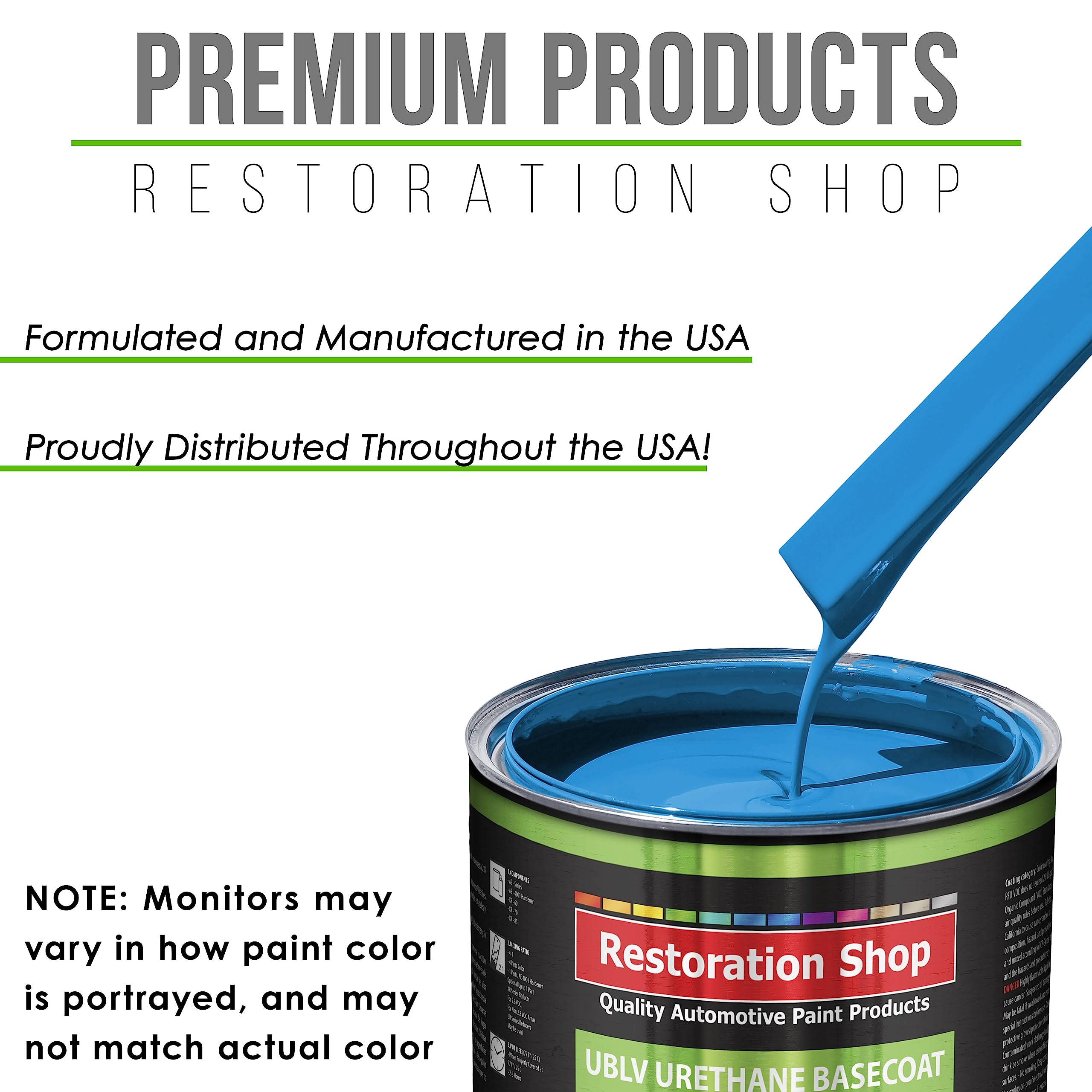 Restoration Shop - Grabber Blue Low VOC Urethane Basecoat Auto Paint - Quart (Professional High Gloss Automotive Refinish Coating) - Perfect for Car & Truck Restoration, Custom Paint Jobs & DIY Auto Projects