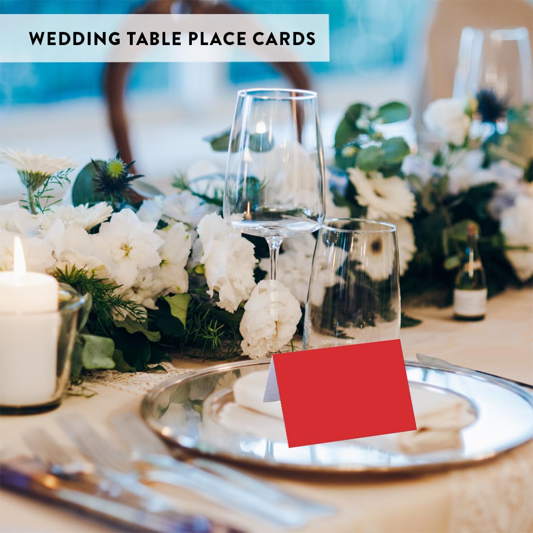 Andaz Press Printable Table Tent Place Cards - 20-Pack Red Blank Name Cards for Wedding, Bridal Shower, Graduation & Events | Perfect for Table Settings, Food Labels & Seat Placements