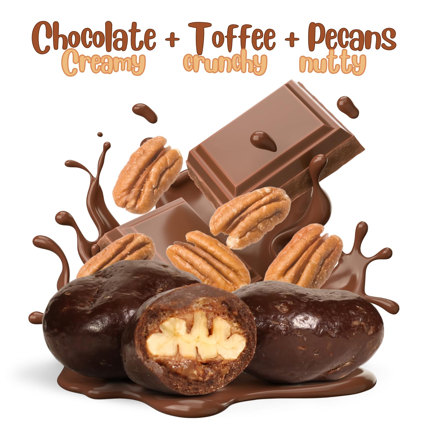 Dark Chocolate Toffee Pecans 2Lbs - Vegan Kosher Snack for Gifts & Parties
