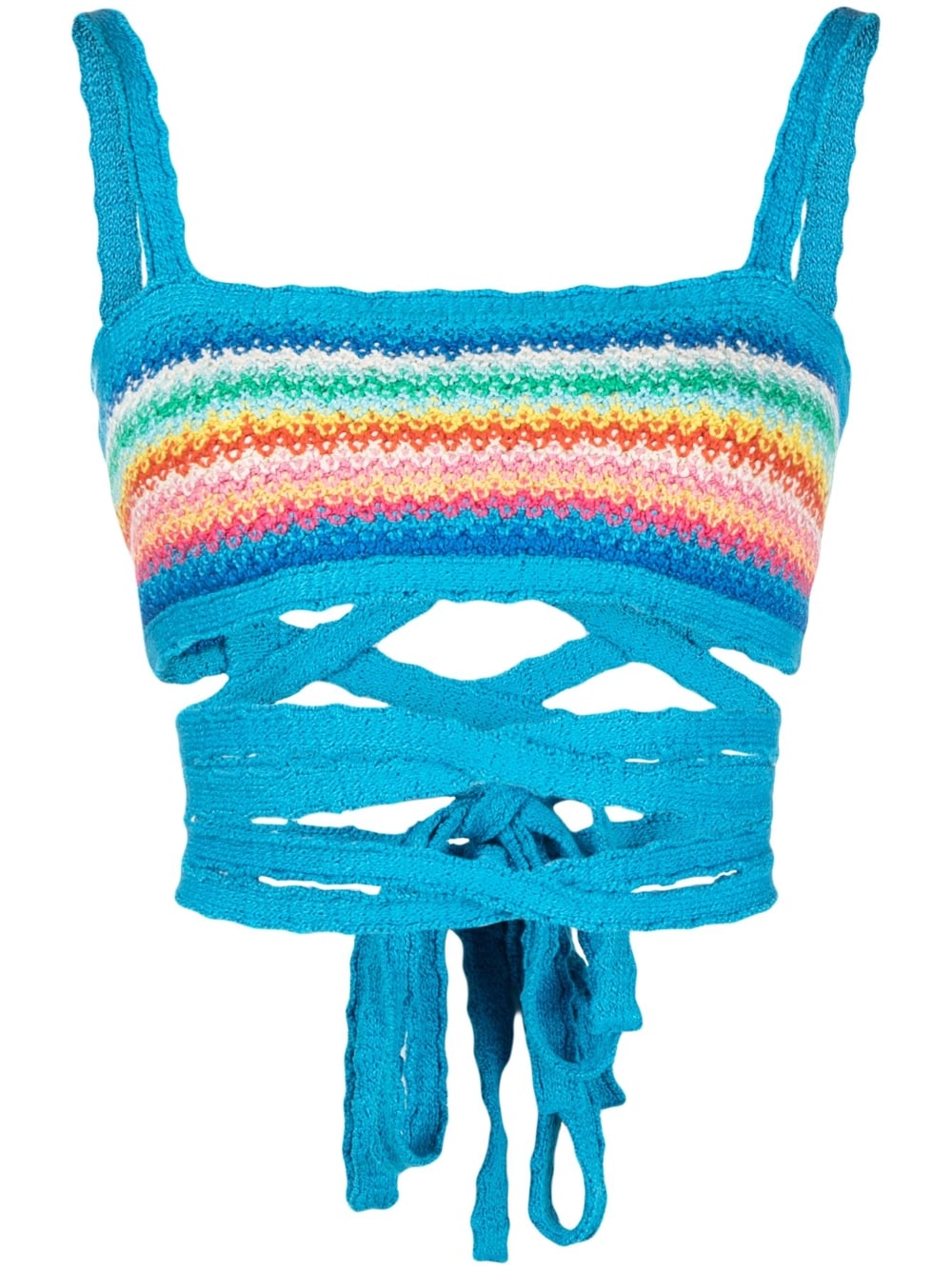 Alanui Blue Knit Cardigan - Women's Boho Chic Open Front Sweater for Casual & Lounge Wear | Perfect for Coffee Dates, Weekend Outings & Cozy Evenings