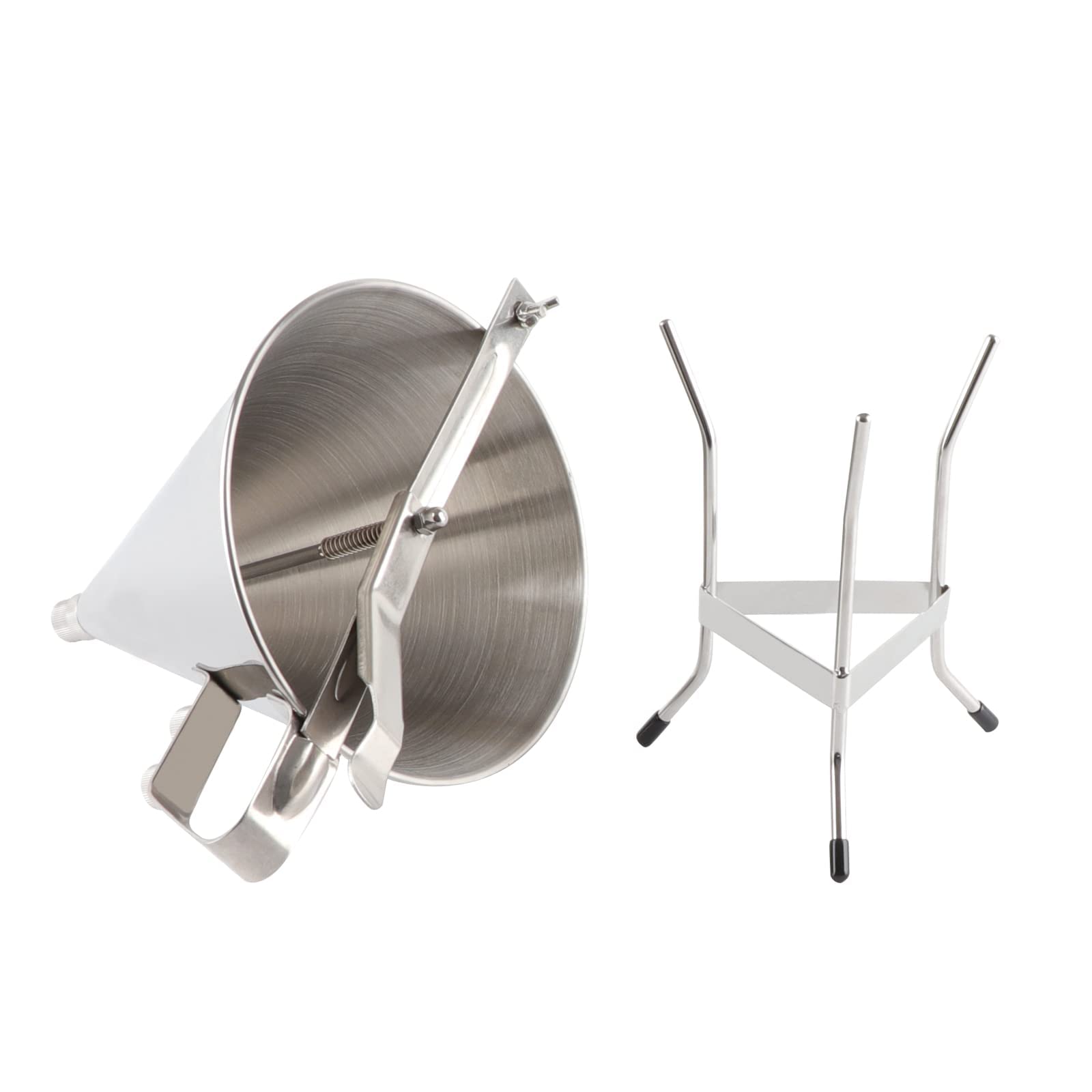 Stainless Steel Confectionery Funnel with Stand & 3 Nozzles - Commercial Grade Cake Decorating Tool for Precise Batter Dispensing - Perfect for Home Kitchen, Cupcake Baking, Pastry Filling & Candy Making