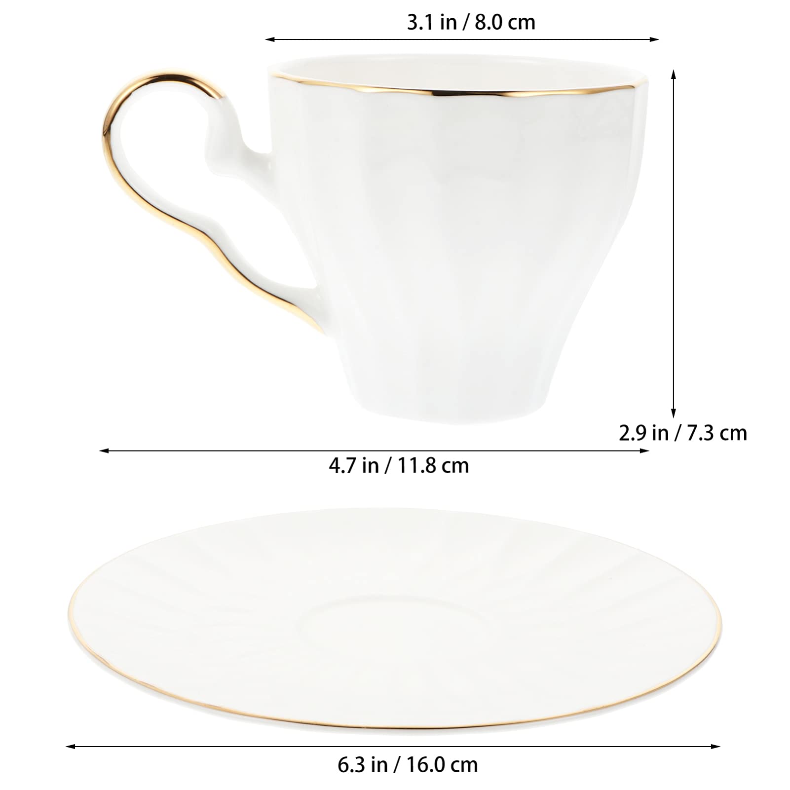 Premium White Bone China Cappuccino & Espresso Cup Set with Saucers - Elegant Ceramic Coffee Mugs for Home, Café & Travel Use