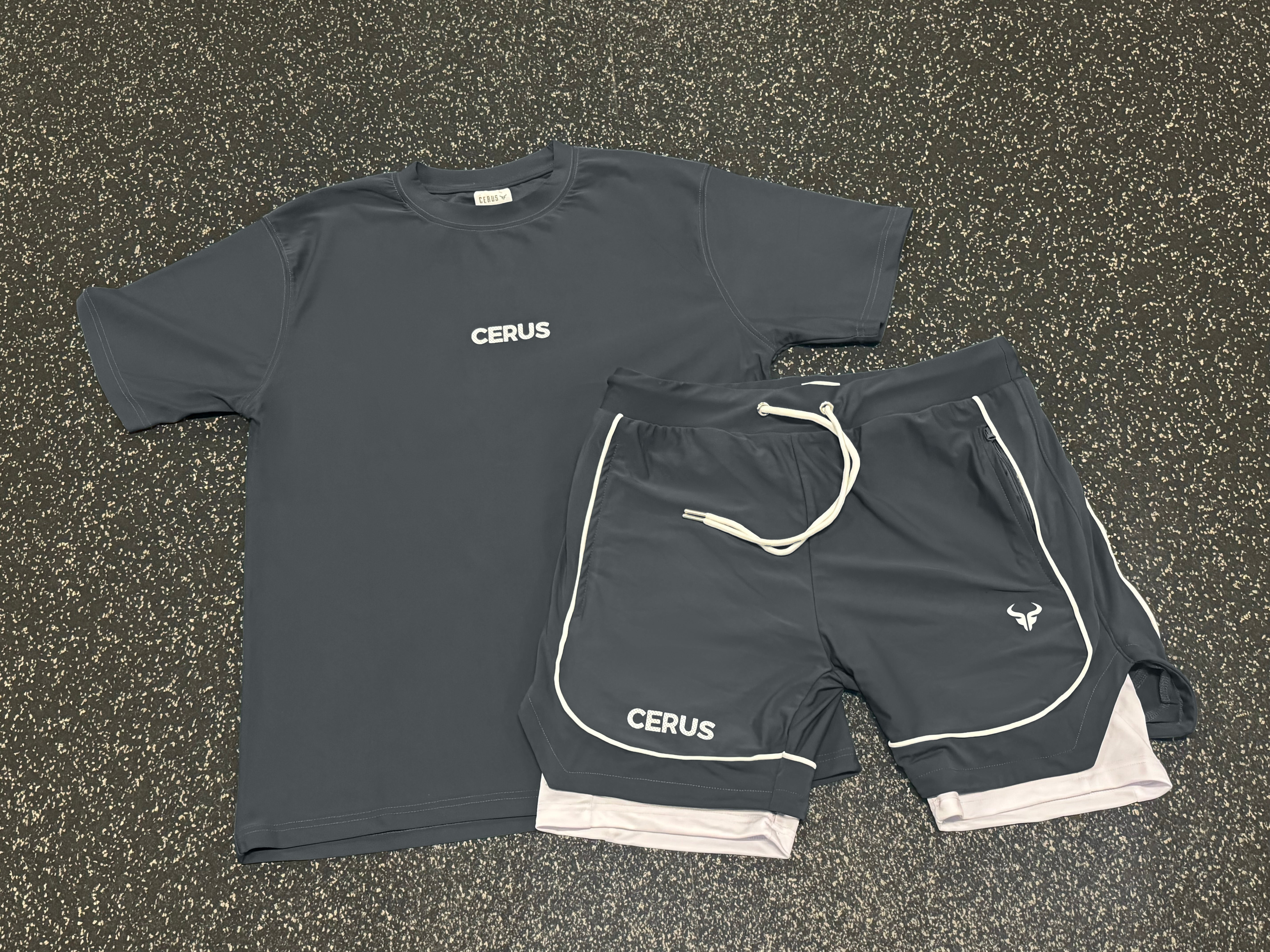 Cerus Grey Flow 2-in-1 Running Shorts for Men - Quick-Dry Athletic Workout Shorts with Built-in Liner - Perfect for Gym, Jogging & Outdoor Activities