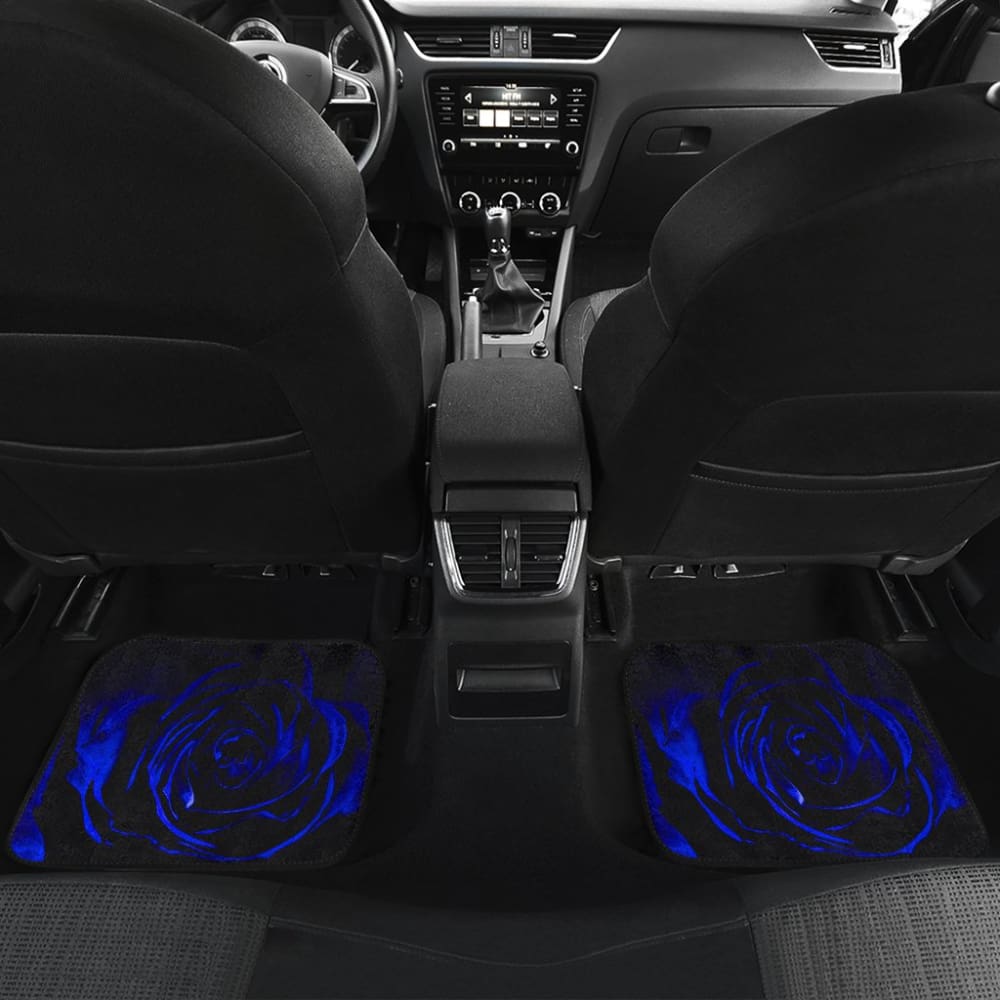 Premium Blue Rose Floral Car Floor Mats - Waterproof & Non-Slip Auto Accessories for Sedans, SUVs & Trucks - Perfect for Daily Commute & Road Trips