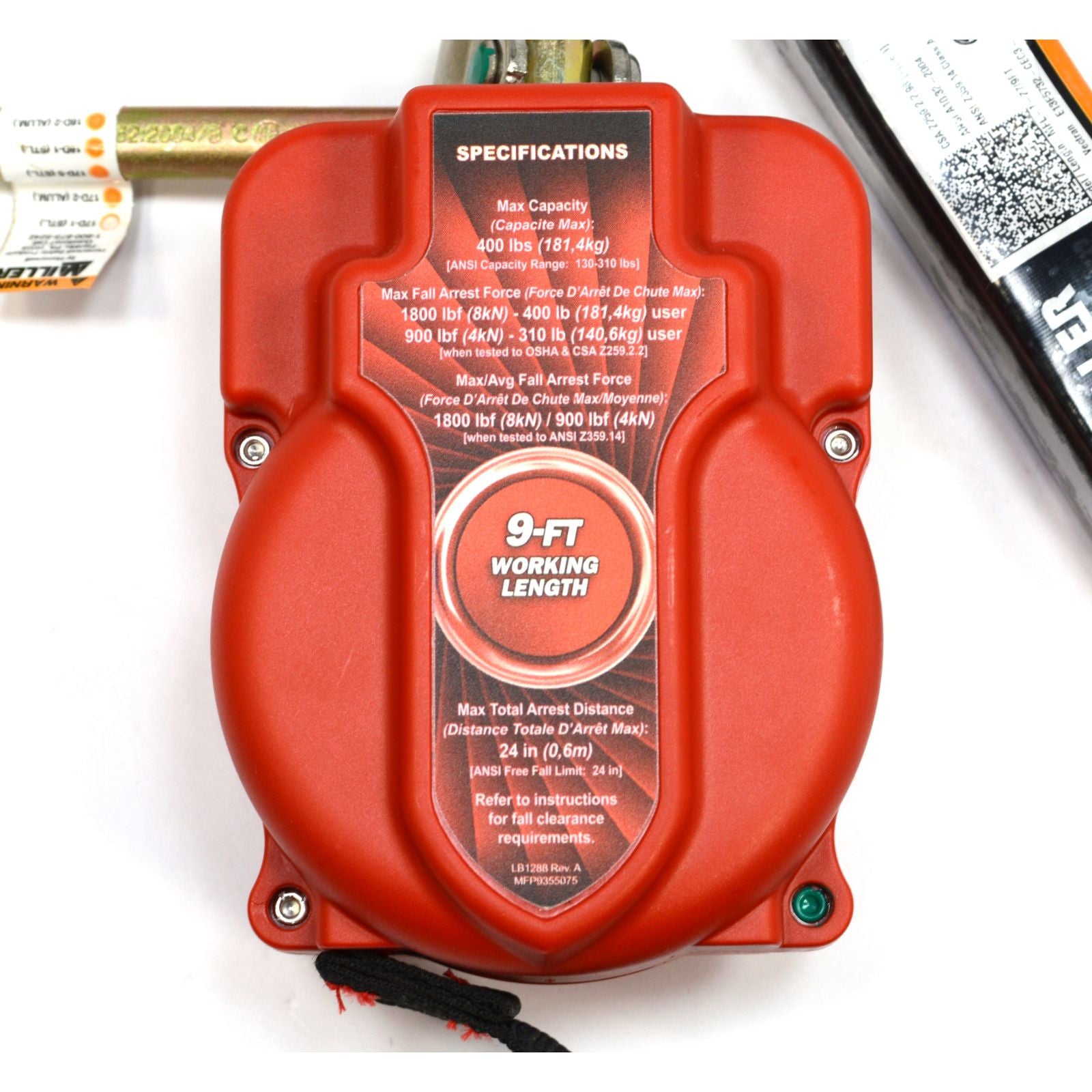 Honeywell Miller Turbo Lite Fall Limiter No. MFL 1 Z7/9FT - Complete Safety Harness Kit for Construction & Roofing Work | OSHA Compliant Fall Protection Gear