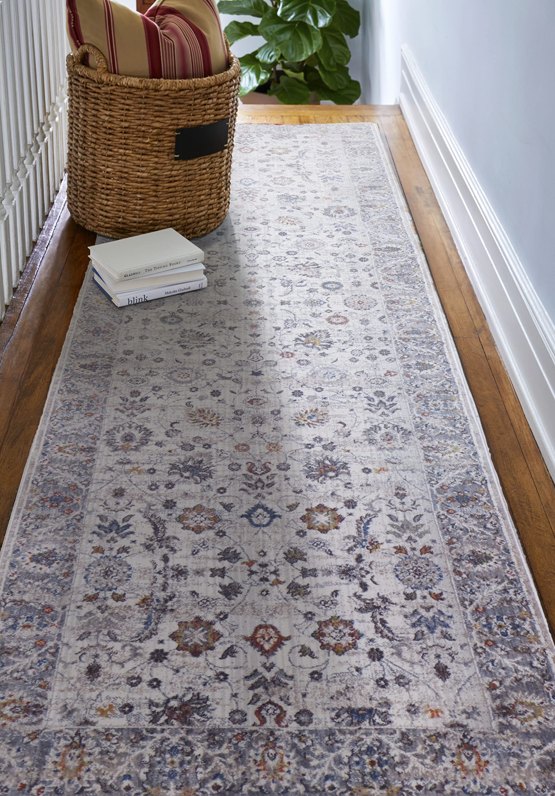 Bashian Collection Ivory 2.6' x 8' Luxury Power Loom Polyester Area Rug - Soft Runner Rug for Entryway, Living Room, Bedroom & Home Decor - Perfect for High Traffic Areas & Cozy Spaces