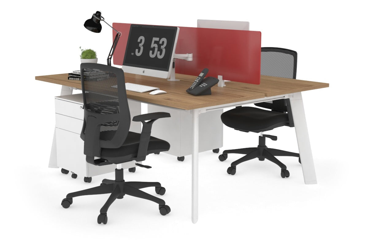 2-Person Workstation with White Frame - 1800L x 700W - Perfect for Office, Home Office, and Collaborative Workspaces