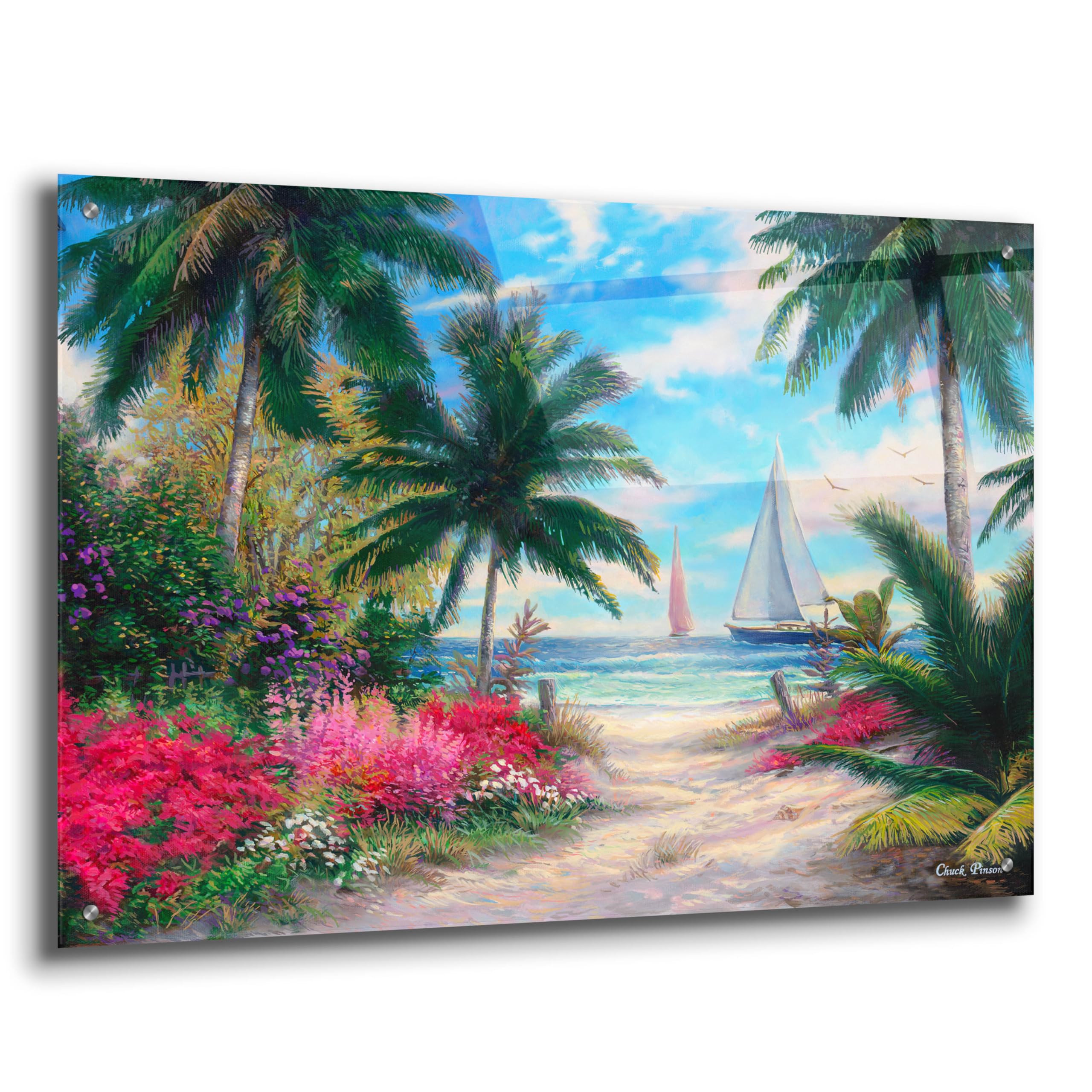 Epic Art 'Sea Breeze Trail' by Chuck Pinson - 36x24 Inch Acrylic Glass Wall Art for Living Room, Bedroom & Office Decor - Modern Coastal Landscape Painting