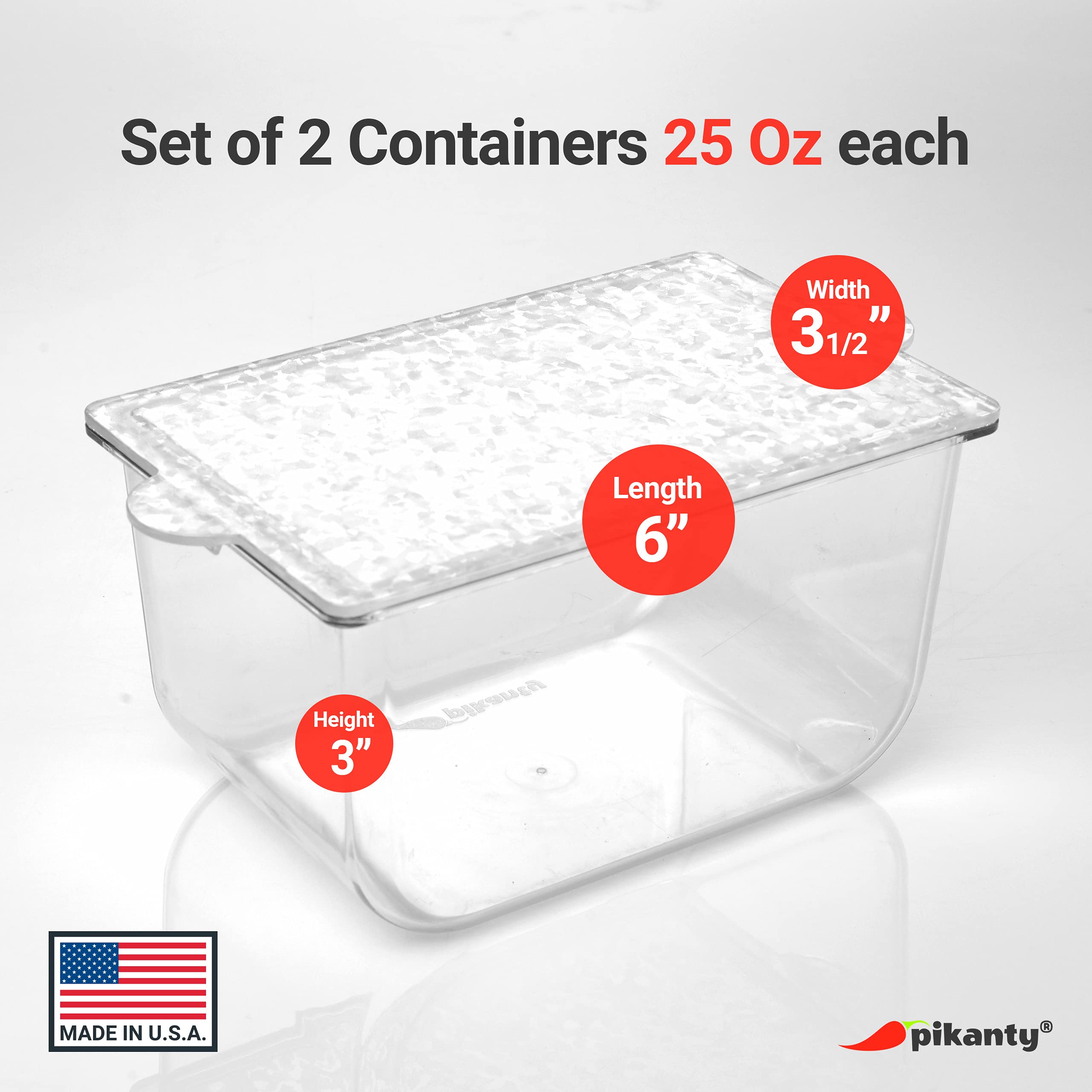 2-Pack Small Condiment Storage Containers with Lids | Refrigerator & Pantry Organizers | Dishwasher Safe, BPA-Free | Perfect for Sauces, Dressings & Spices | Made in USA