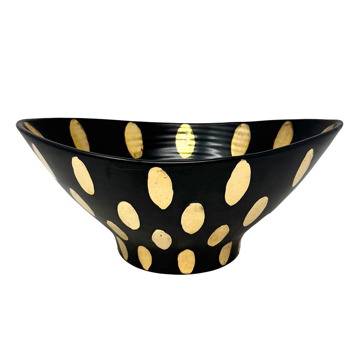 Elegant Black and Gold Polka Dot Ceramic Bowl - Stylish Serving Dish for Parties, Home Decor & Gift Giving