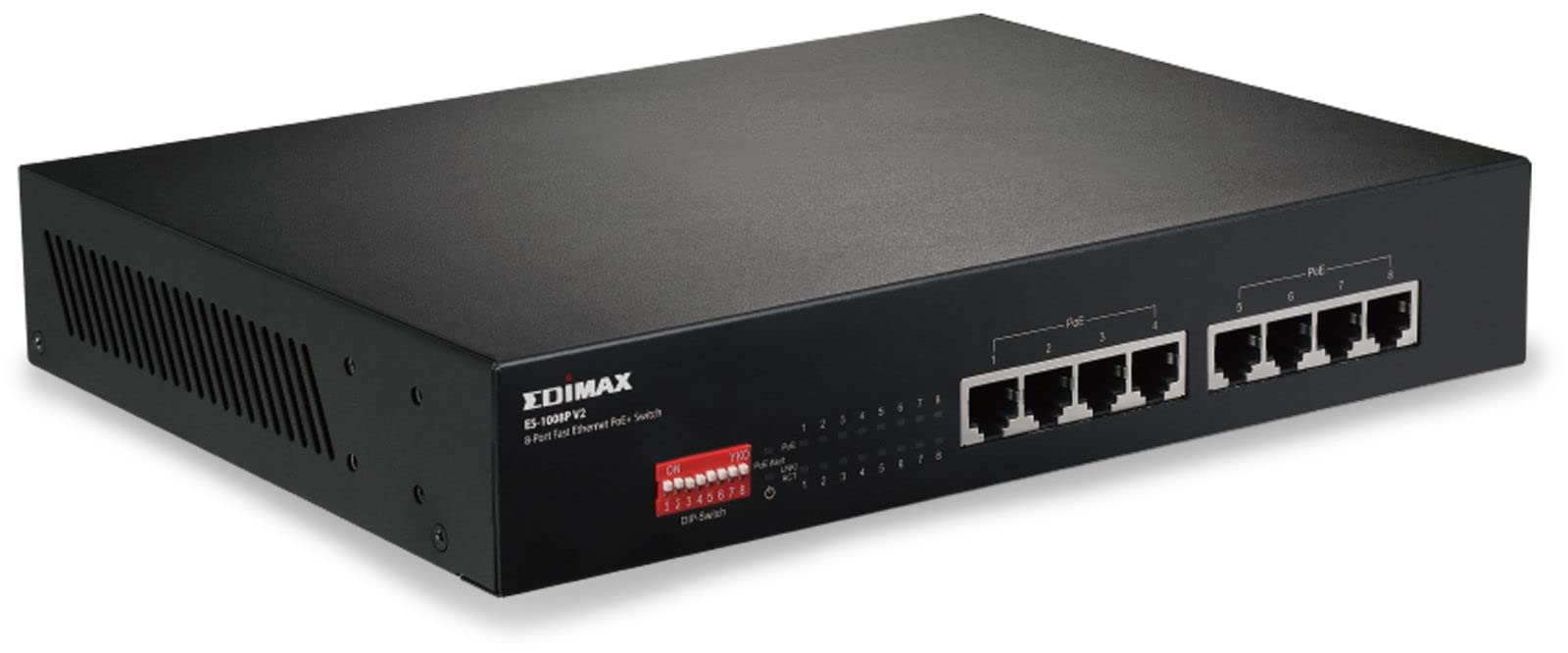 Edimax ES-1008P_V2 8-Port Gigabit Ethernet Switch with 4 PoE+ Ports - Long Range Power Over Ethernet for IP Cameras, VoIP Phones & Wireless Access Points - Ideal for Home Office & Small Business Network Setup