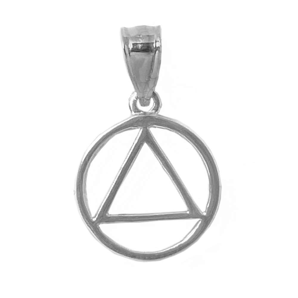 Alcoholics Anonymous (AA) Symbol Sterling Silver Pendant - Thick Style Medium Size Jewelry for Recovery & Sobriety Gifts - Perfect for 12-Step Meetings, Anniversaries, and Spiritual Support