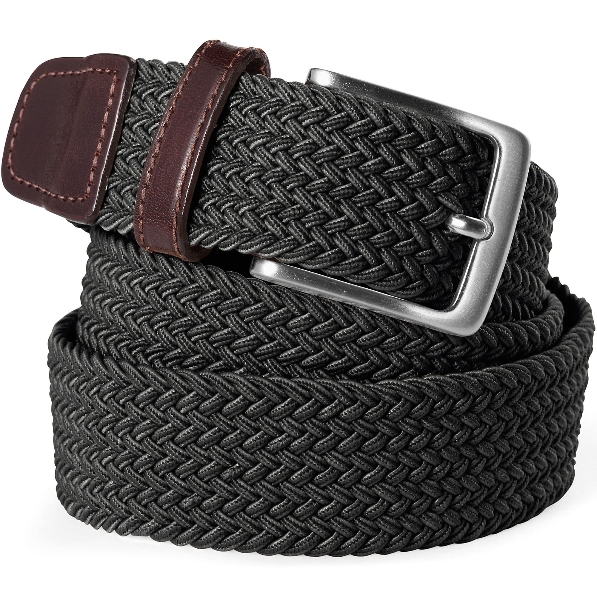 Lands' End Men's Elastic Braid Belt - Adjustable Stretch Waistband for Comfortable Fit - Perfect for Business Casual, Office Wear & Travel