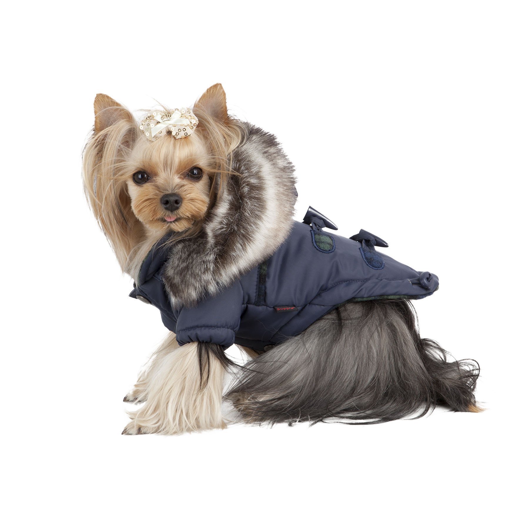 Puppia Authentic Lewis Winter Coat for Dogs - X-Large Navy Blue - Warm Fleece Lined Dog Jacket for Cold Weather, Outdoor Walks & Winter Protection