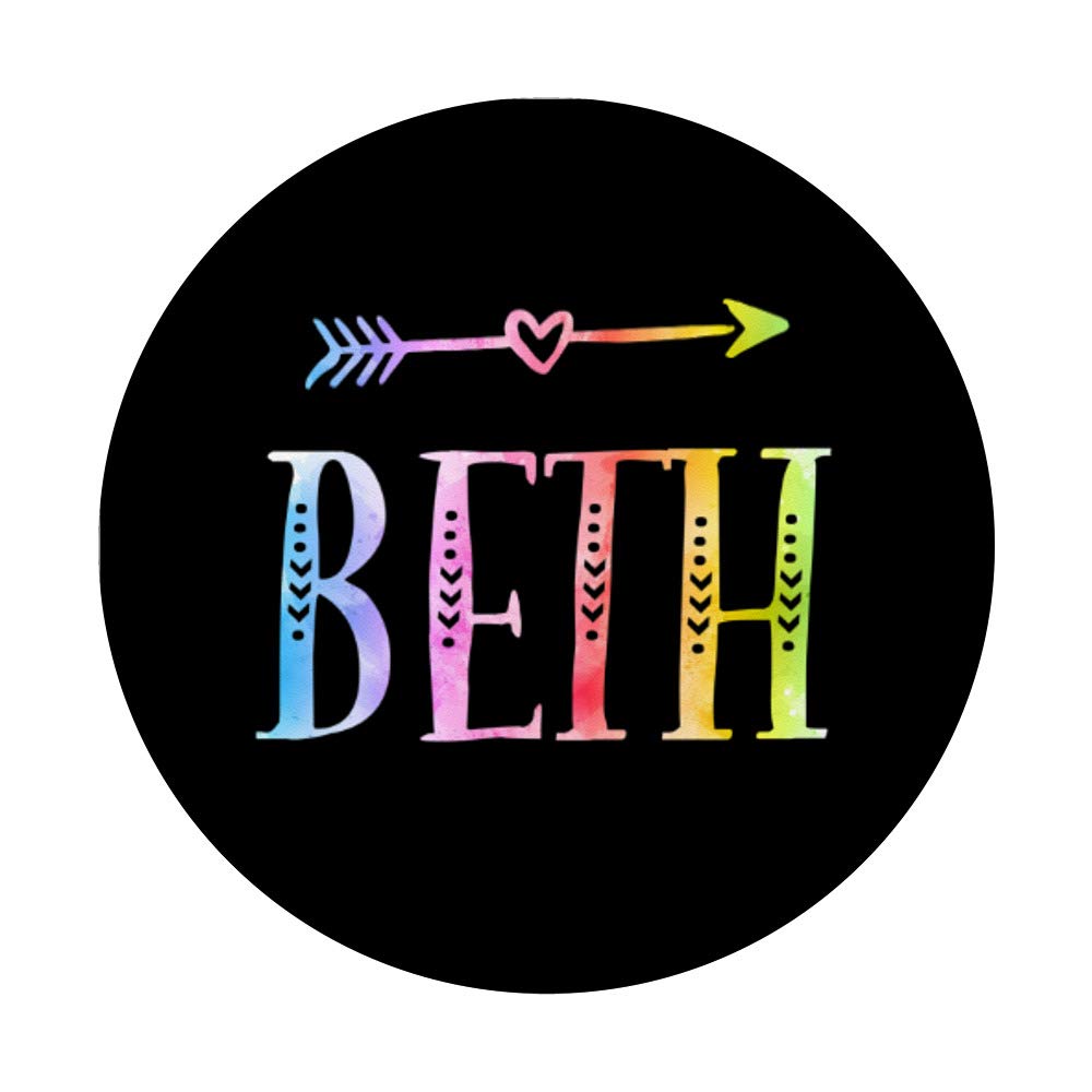 Beth Name Gift - Black Pastel Watercolor Heart Arrow PopSockets Phone Grip & Stand for iPhone, Samsung, Tablets | Perfect for Everyday Use, Travel, and Hands-Free Viewing