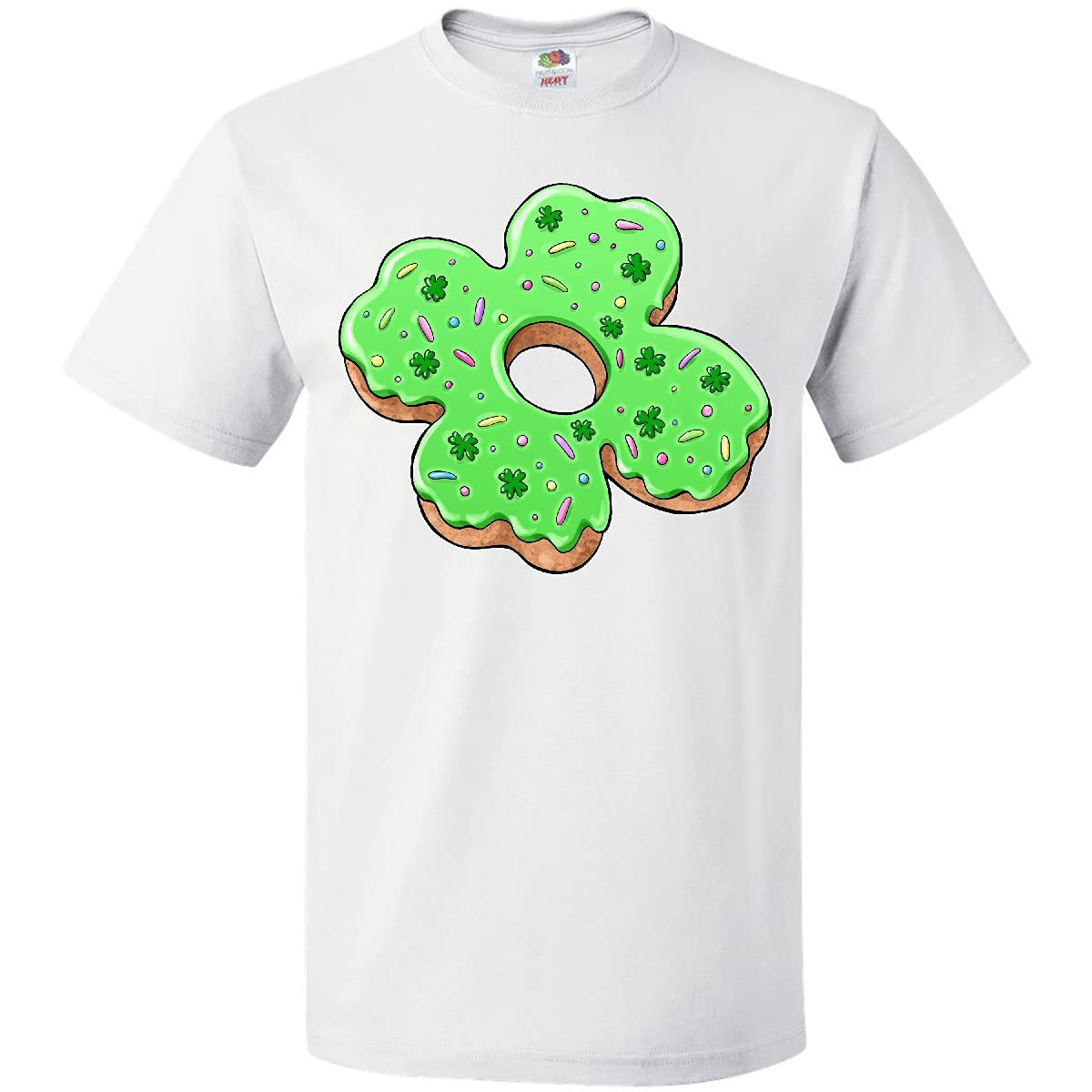 Inktastic St. Patrick's Day 4 Leaf Clover Donut with Sprinkles Graphic T-Shirt - Fun Irish-Themed Apparel for St. Paddy's Day Celebrations & Casual Wear