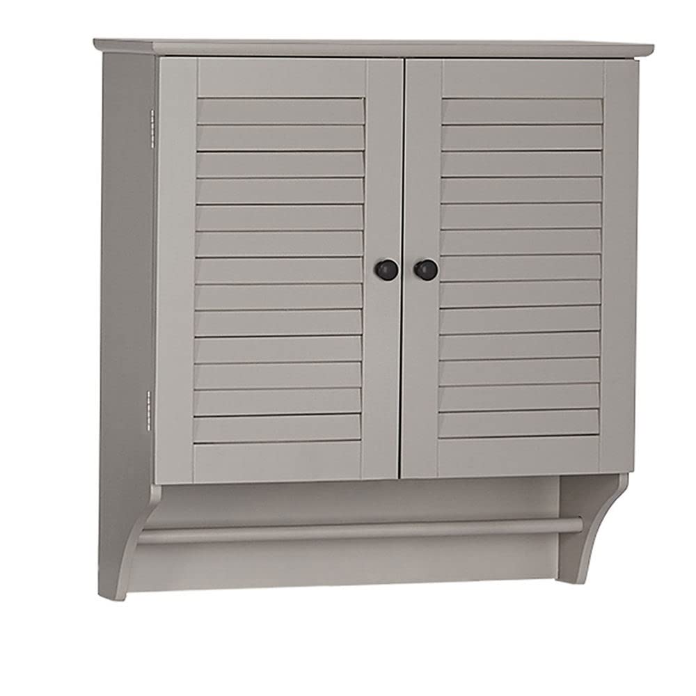 RiverRidge Taupe Ellsworth Two-Door Wall Mounted Bathroom Storage Cabinet - Perfect for Organizing Towels, Toiletries & Cosmetics in Small Bathrooms