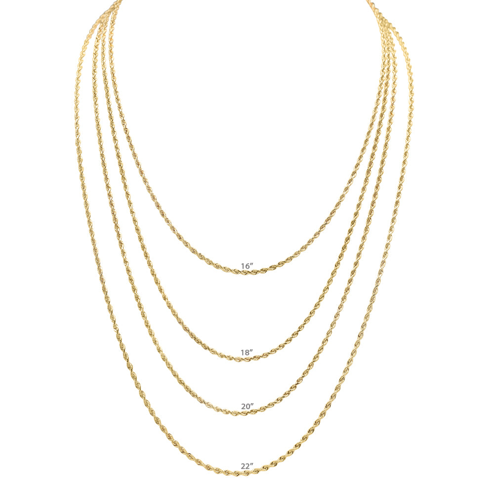 10k Yellow Gold Classic Rope Chain Necklace for Women - Elegant Layering Jewelry for Everyday Wear, Date Nights & Special Occasions