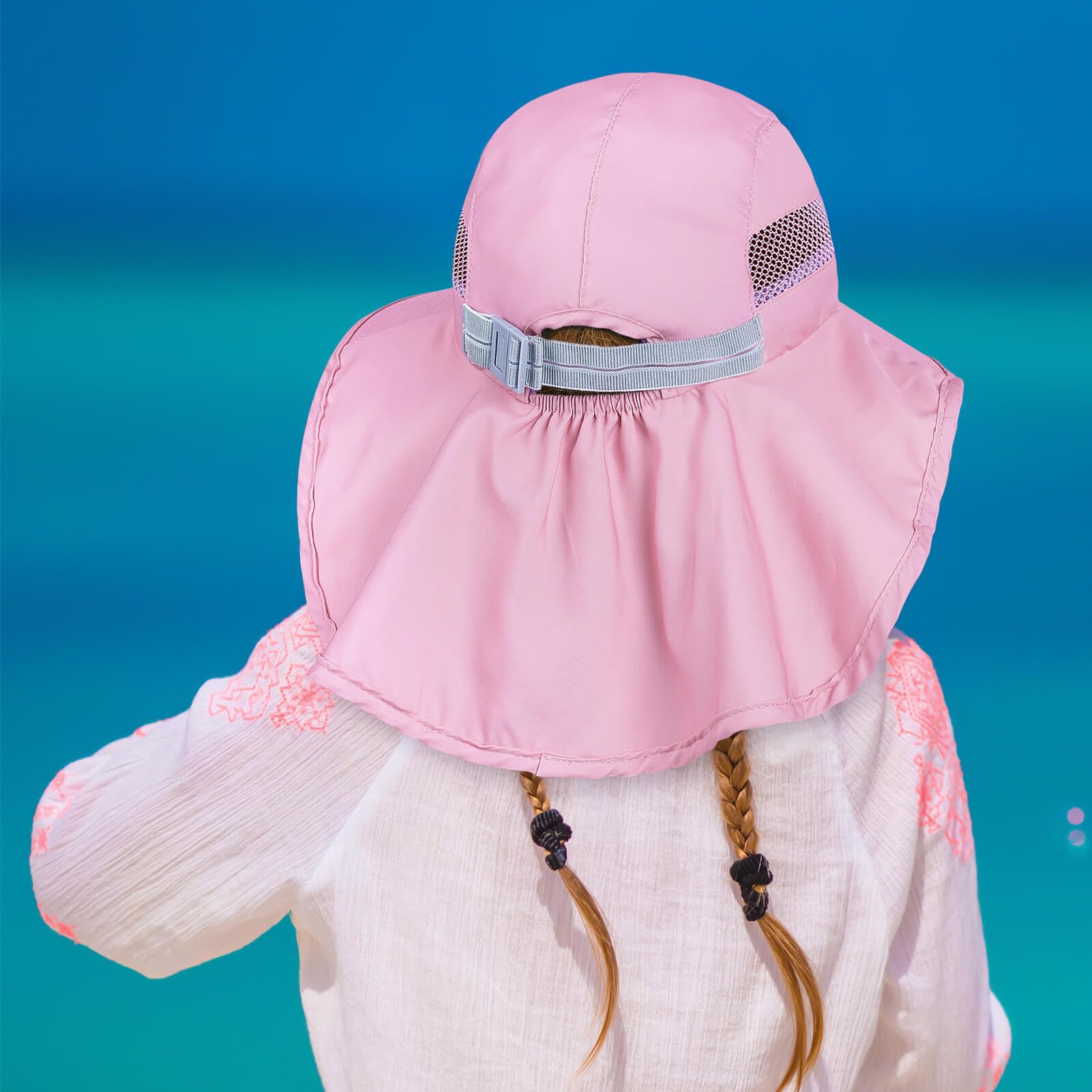 UV Protection Kids Sun Hat for Girls & Toddlers - Adjustable Beach Bucket Hat with Neck Flap for Summer, Travel & Fishing | Perfect for Outdoor Activities, Beach Trips and Pool Days