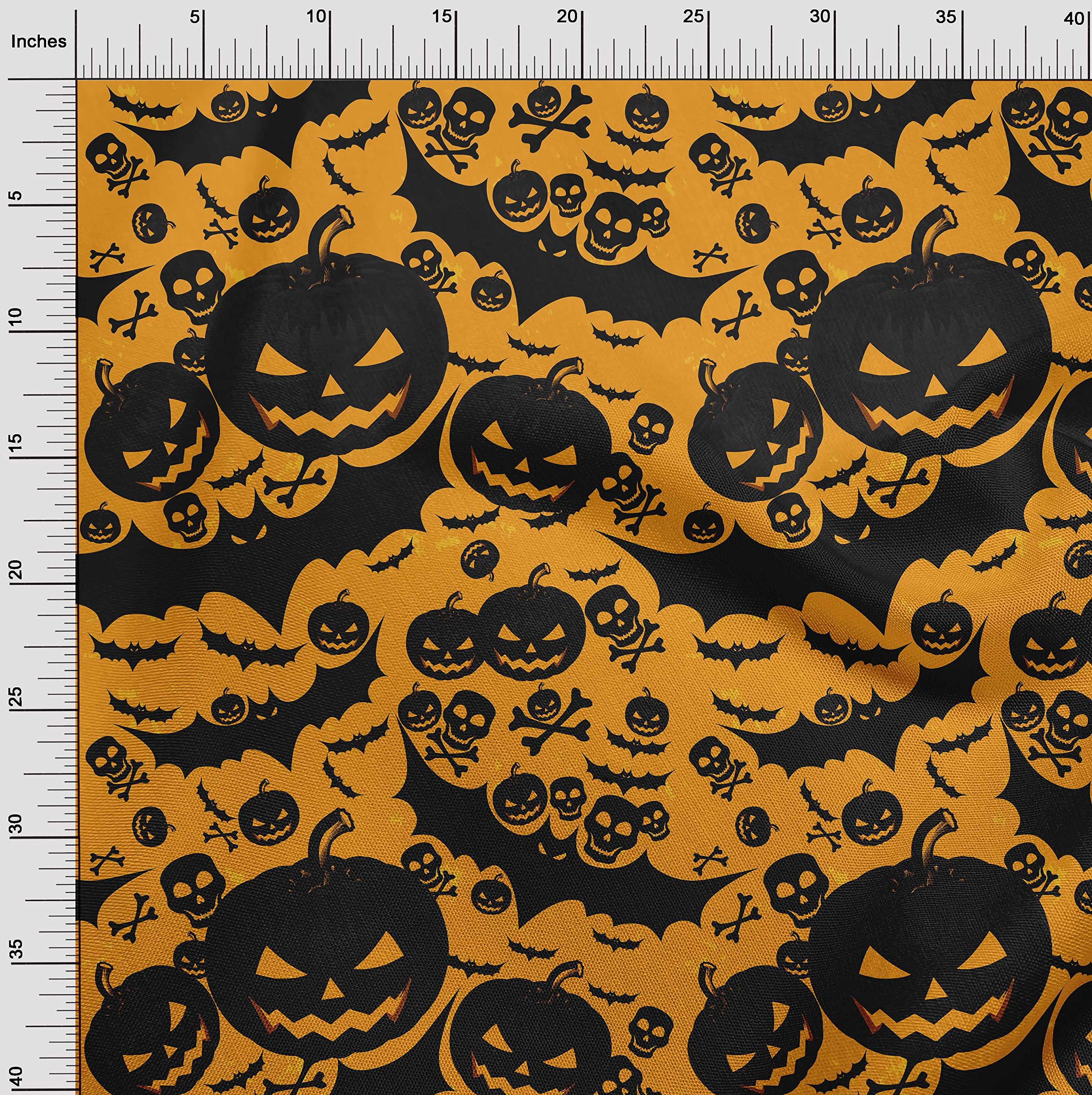 oneOone Cotton Flex Dark Mustard Fabric - 40 Inch Wide Printed DIY Sewing Material for Halloween Costumes, Clothing & Crafts | Premium Cotton Fabric by The Yard for Dressmaking, Quilting & Home Decor Projects