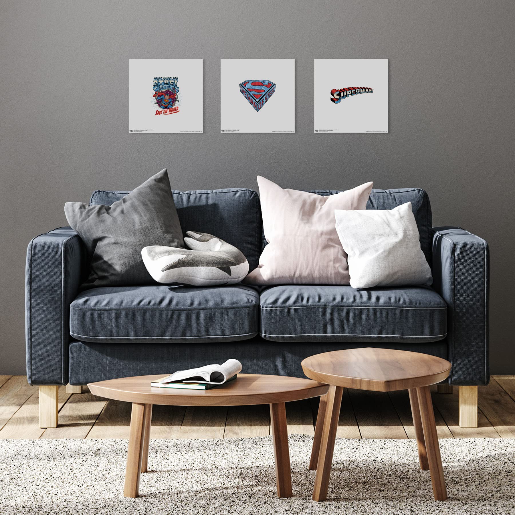 DC Comics Superman - Man of Steel Text Logo Wall Poster | 12x12 Inches Unframed Art Print | Superhero Home Decor for Bedroom, Office & Man Cave