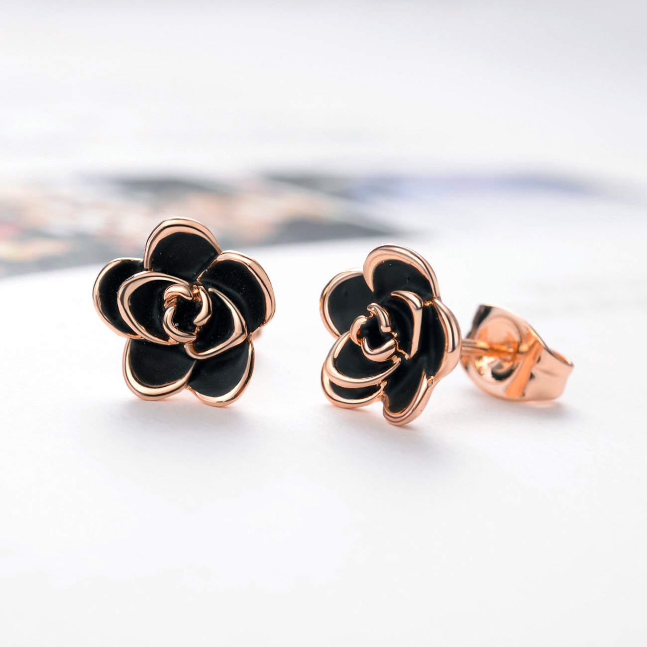 AllenCOCO Hypoallergenic Rose Flower Stud Earrings for Women - Nickel Free Gold & Silver Cute Floral Earrings for Sensitive Ears - Perfect for Weddings, Date Nights & Everyday Wear