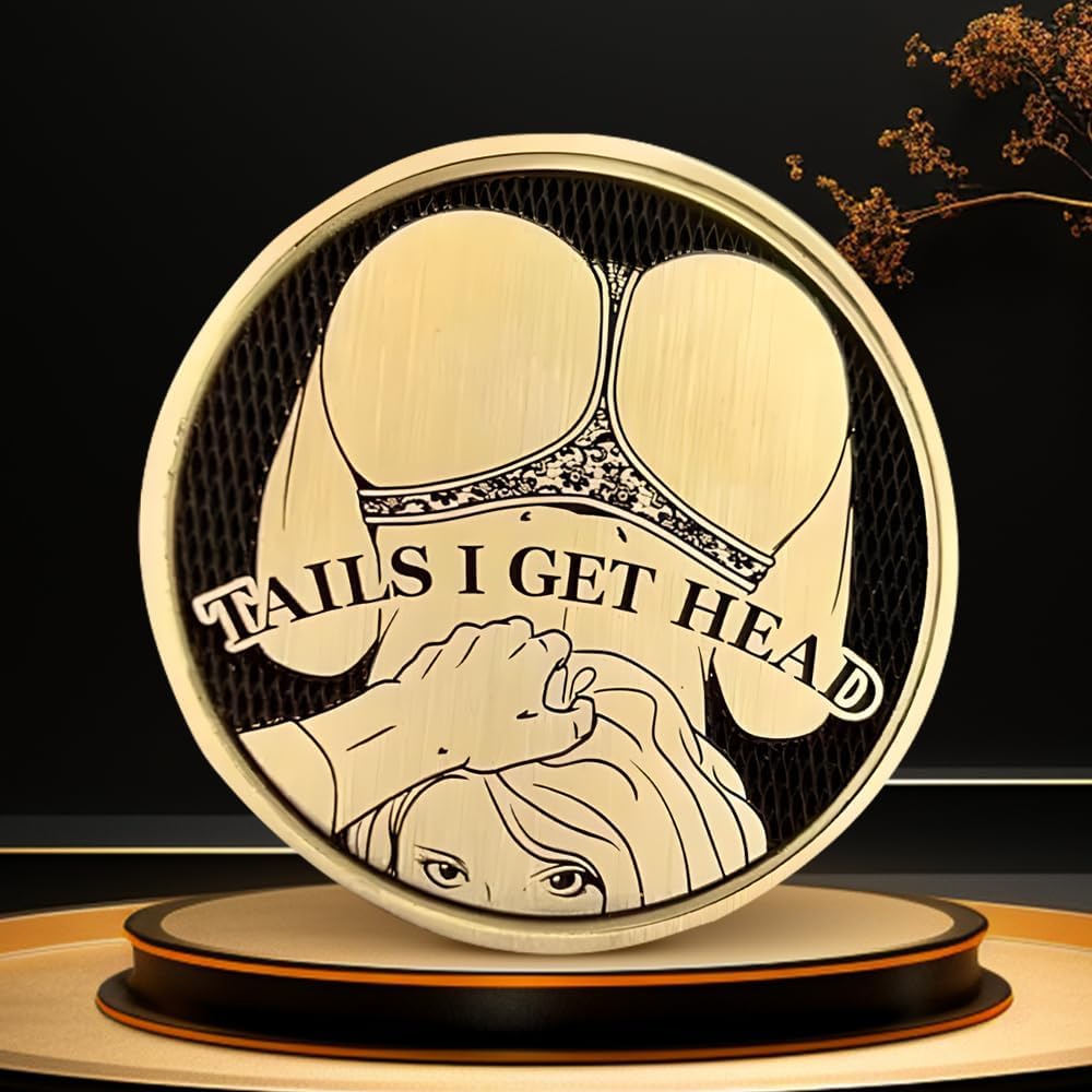 4Pcs Funny Heads and Tails Coins - Double-Sided Sexy Woman Design for Adult Games, Party Challenges & Prank Gifts - Perfect for Couples, Husband, Boyfriend - Great for Bachelor Parties, Drinking Games & Romantic Nights