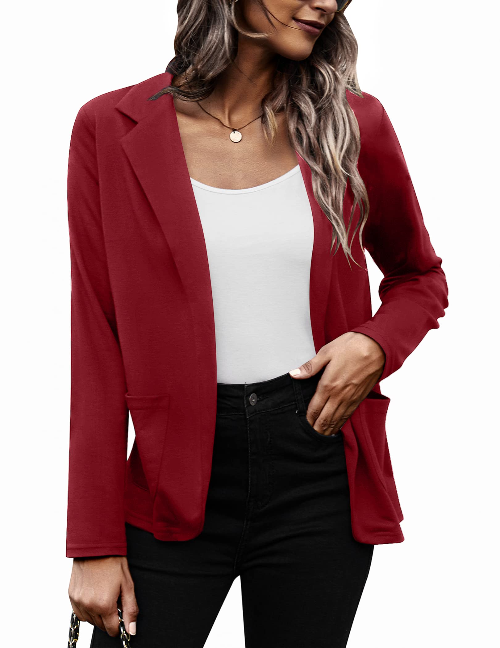 Women's Lightweight Cotton Blazer - Open Front Work Office Jacket with Pockets | Professional Business Attire for Office, Meetings & Formal Events