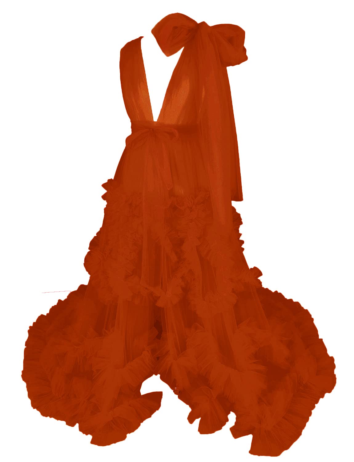 Elegant Women's Long Wedding Scarf Tulle Feather Robe Nightgown - Sheer Puffy Dress for Bridal Party, Boudoir Photography & Romantic Occasions