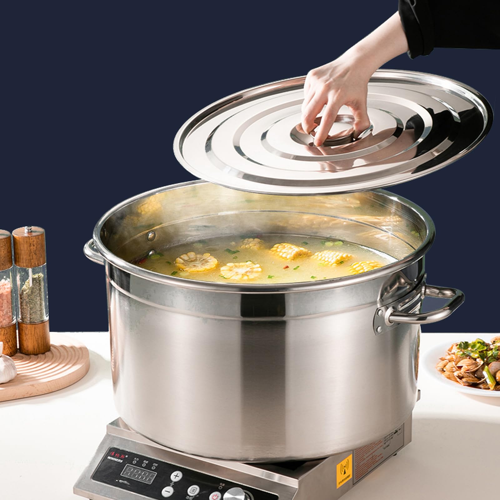 3/4/5 Hole Stainless Steel Pasta Cooker Insert Set with Spider Strainer Basket - Multipurpose Pasta Pot for Home Kitchen & Restaurant Use - Ideal for Cooking, Draining & Serving Pasta (3-Hole, Silver)