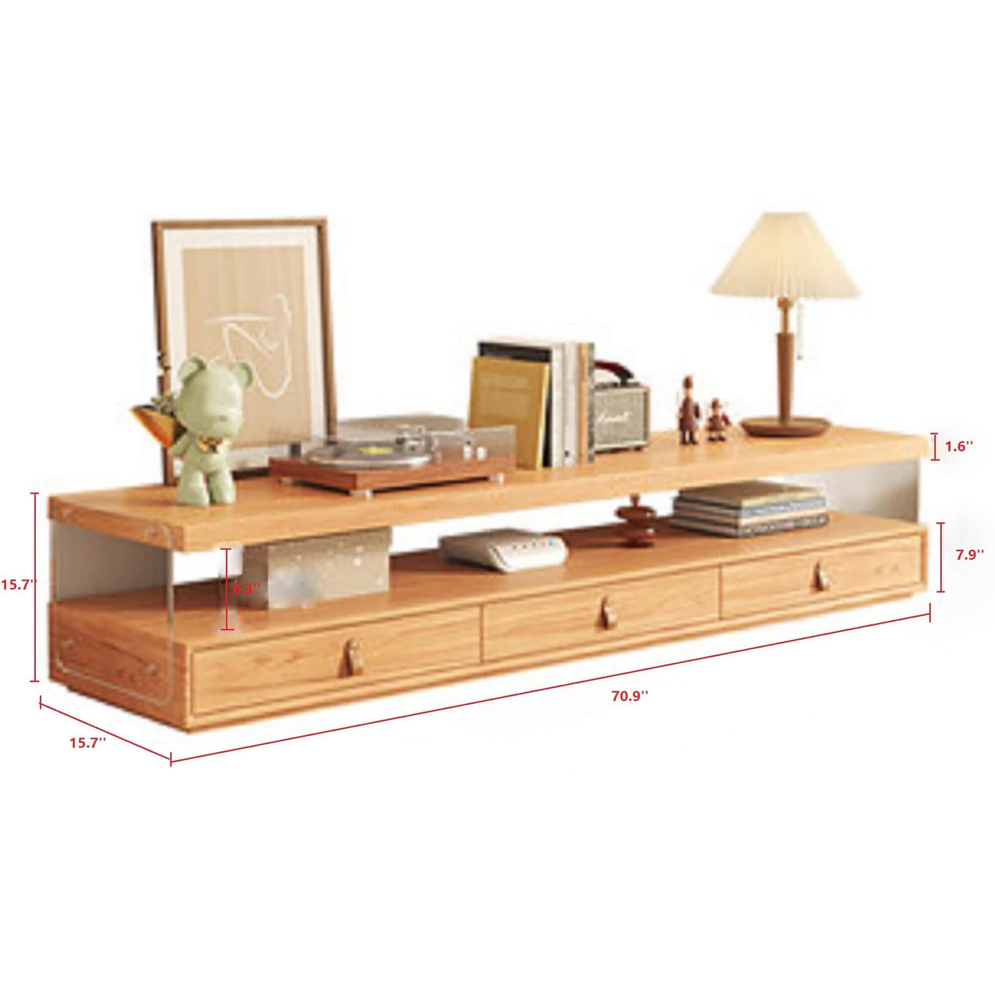 Modern Wood TV Stand with Shelves & 4 Drawers - Entertainment Center for Living Room, Bedroom, Home Theater Storage Solution
