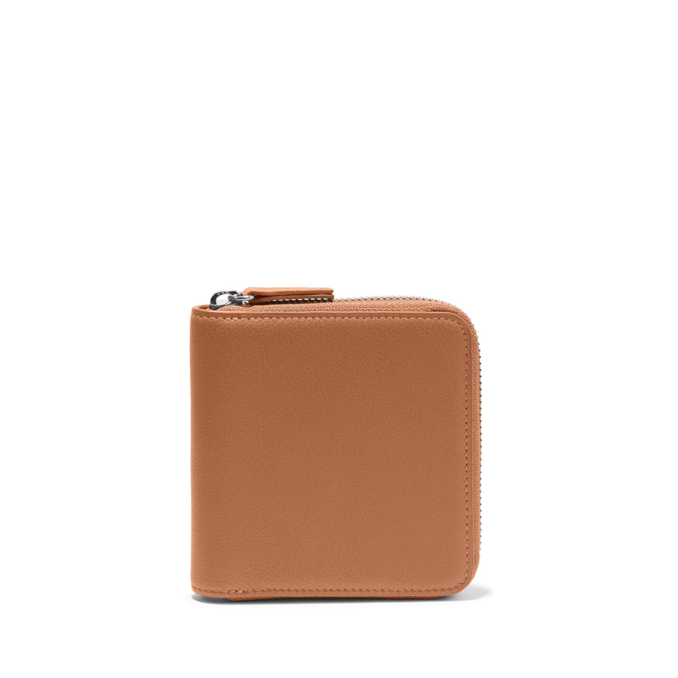 Premium Genuine Leather Small Zippered Wallet for Men & Women - Slim RFID Blocking Bifold Card Holder - Perfect for Travel, Business & Everyday Use (Cognac Brown)