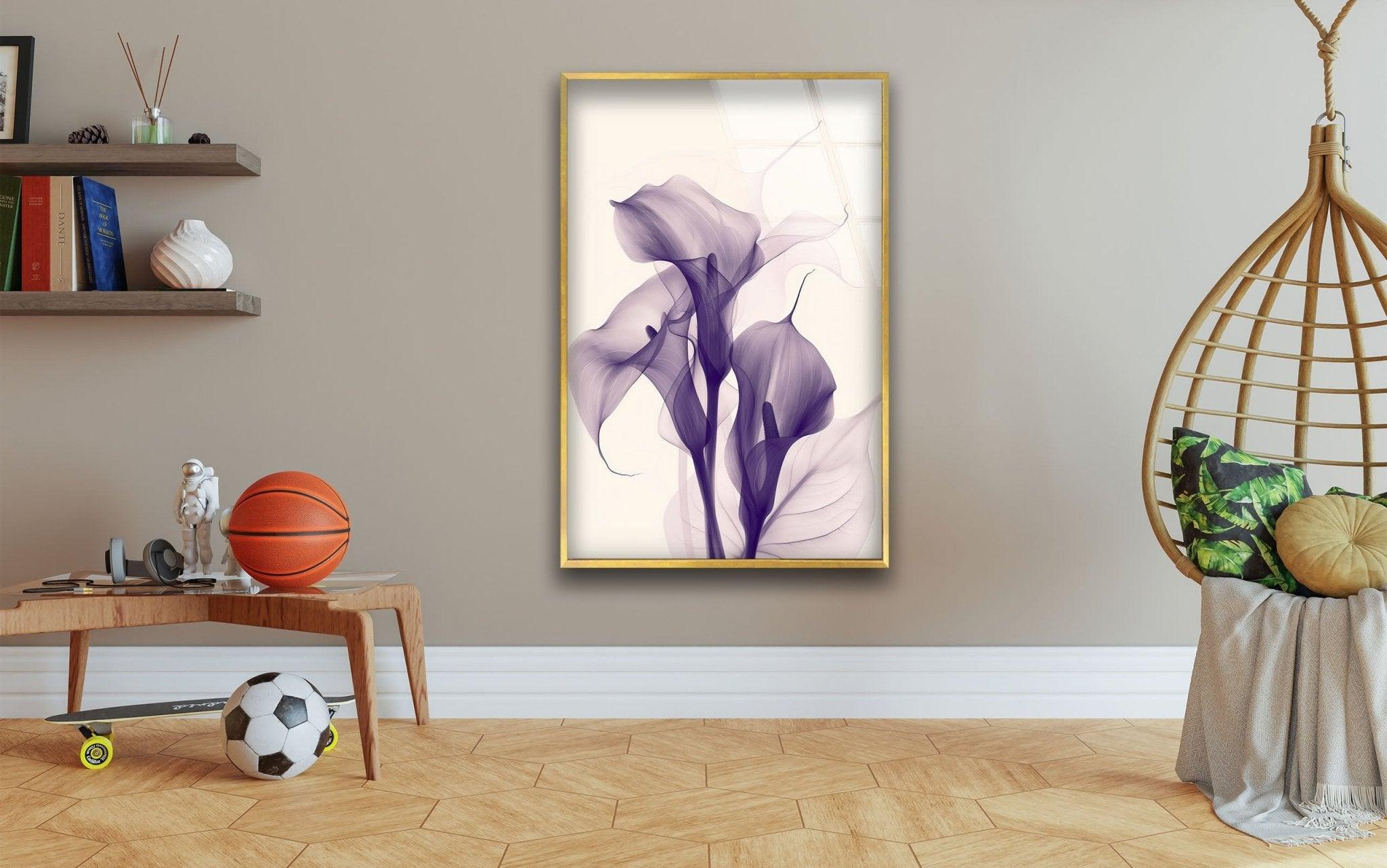 Albert Koetsier Purple Glass Wall Art - Handmade Modern Decor for Living Room, Bedroom & Office - Elegant Stained Glass Panel for Home & Gifts