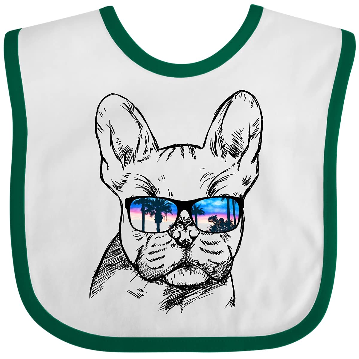 Inktastic French Bulldog Portrait with Sunglasses Baby Bib - Cute & Soft Cotton Drool Bib for Infants, Toddler Feeding & Playtime