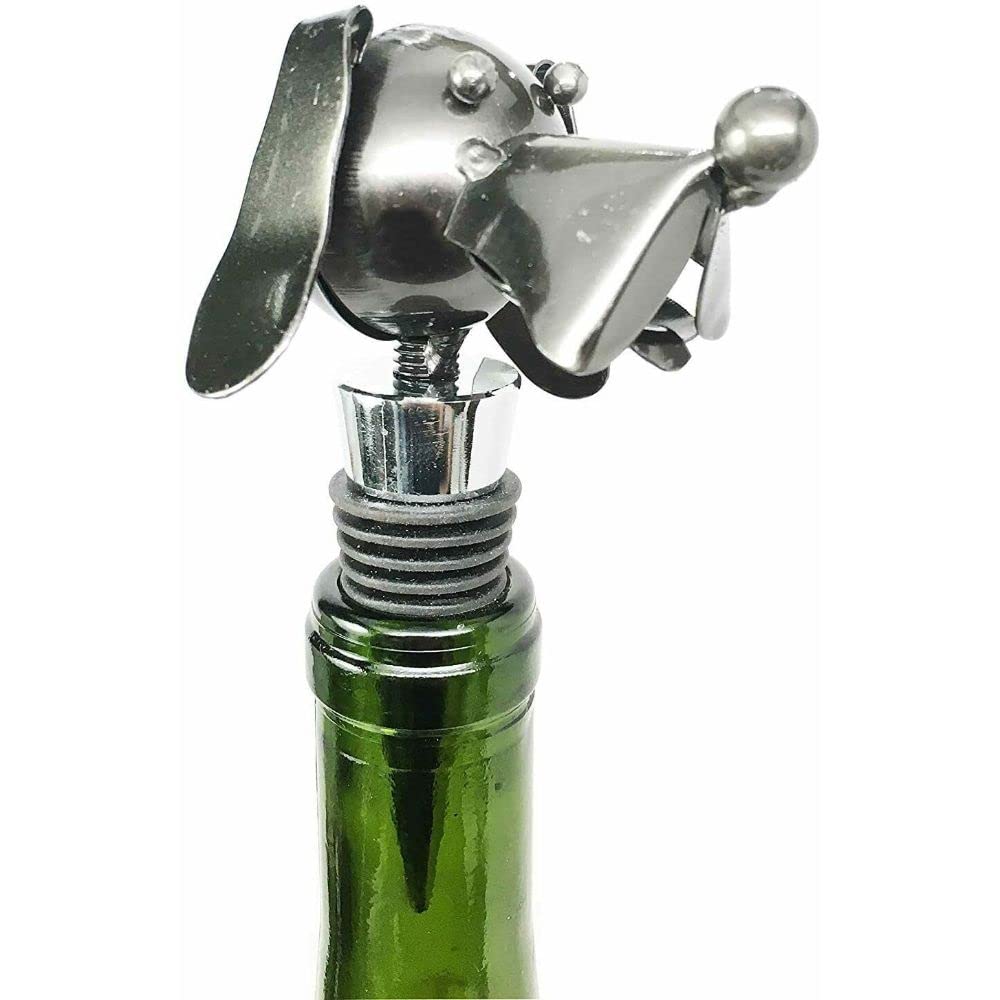 Beagle Dog Wine Bottle Stopper - Metal & Rubber Cork for Kitchen, Bar, Party - Perfect for Wine Lovers & Pet Owners - Great for Home Entertaining & Gifts