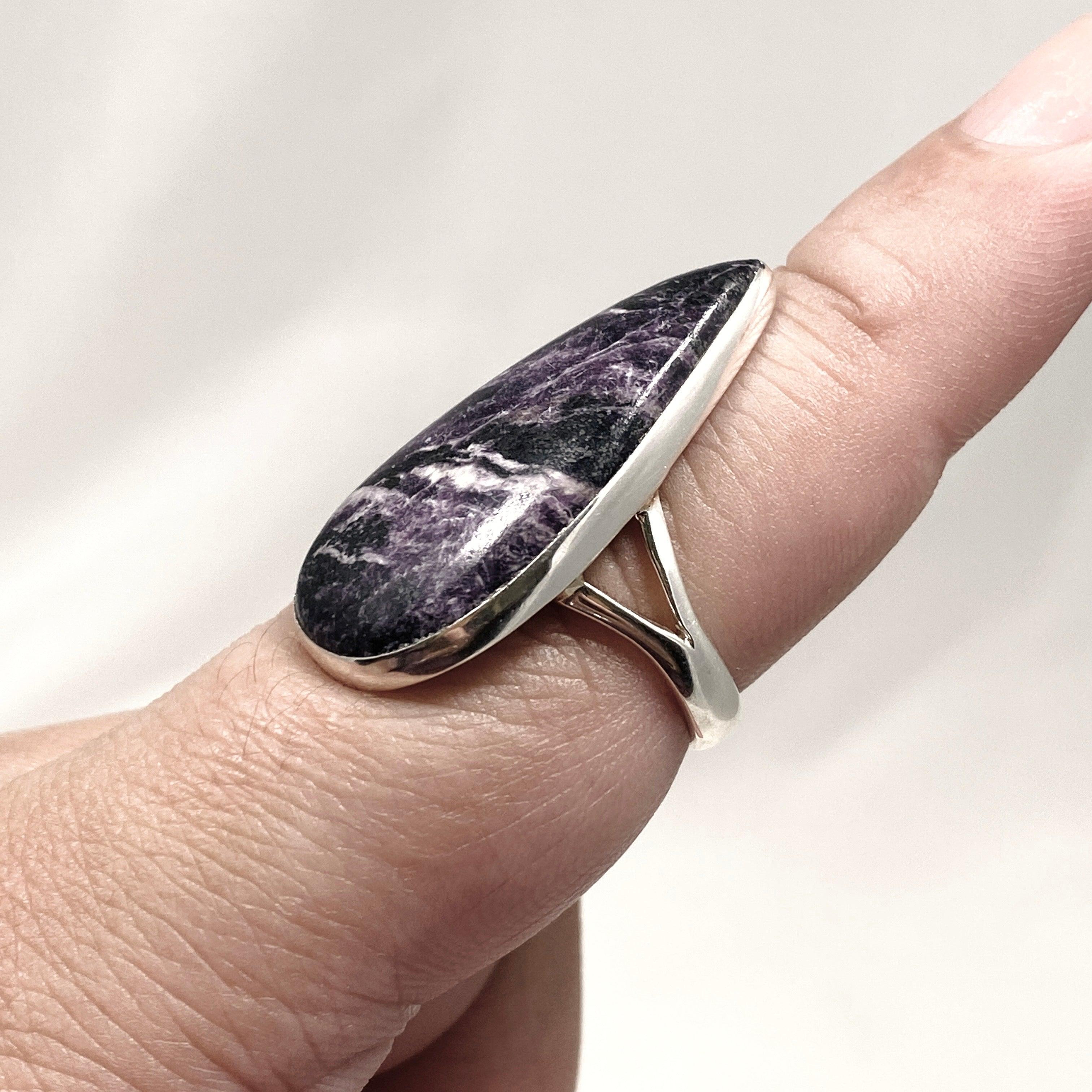 Kammererite Teardrop Split Band Ring for Women - Size 9 KRGJ3143 | Elegant Purple Stone Jewelry for Parties, Weddings & Special Occasions