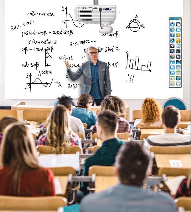 Portable Interactive Whiteboard for Teaching & Meetings - Windows Compatible Smart Whiteboard for Classroom, Office & Remote Learning | Ideal for Teachers, Presenters & Online Education