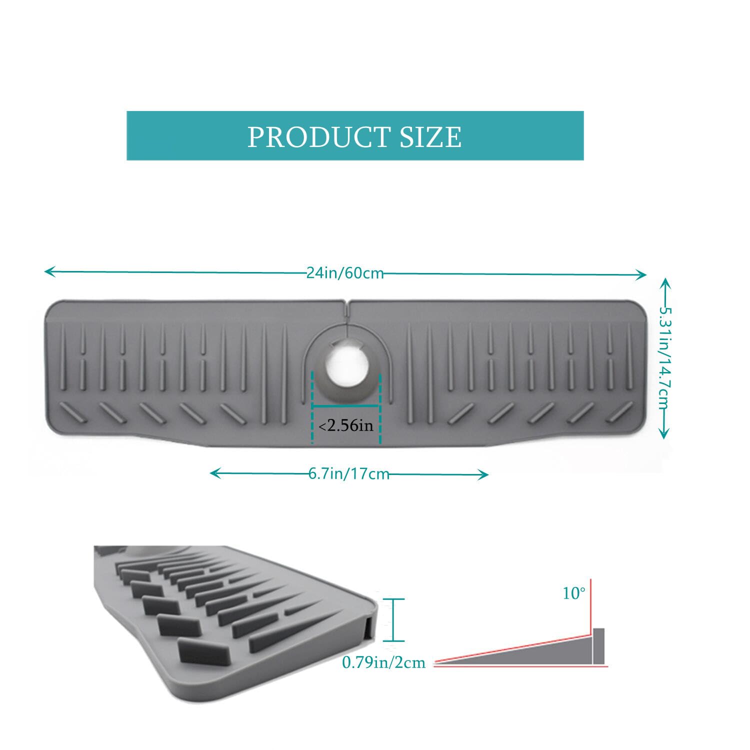 24 Inch Foldable Silicone Sink Drain Mat - Non-Slip Kitchen Counter Drip Tray, 90° Bendable Design for Sink, Faucet & Countertop Protection - Perfect for Kitchen, Bathroom, Farmhouse (Black) - Ideal for Dish Drying, Spill Containment & Decorative Use