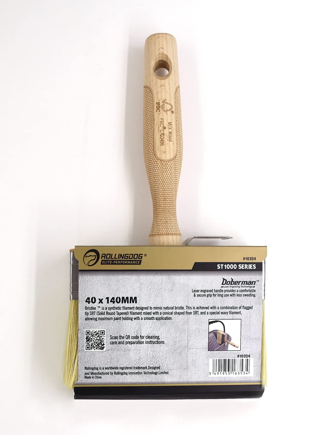 ROLLINGDOG 5.5 Inch Deck Stain Brush - Premium Limewash & Paint Brush with Wooden Handle for Wood, Fence, Floor, Wall Painting - Perfect for Deck Staining, Exterior Wood Finishing & DIY Home Projects