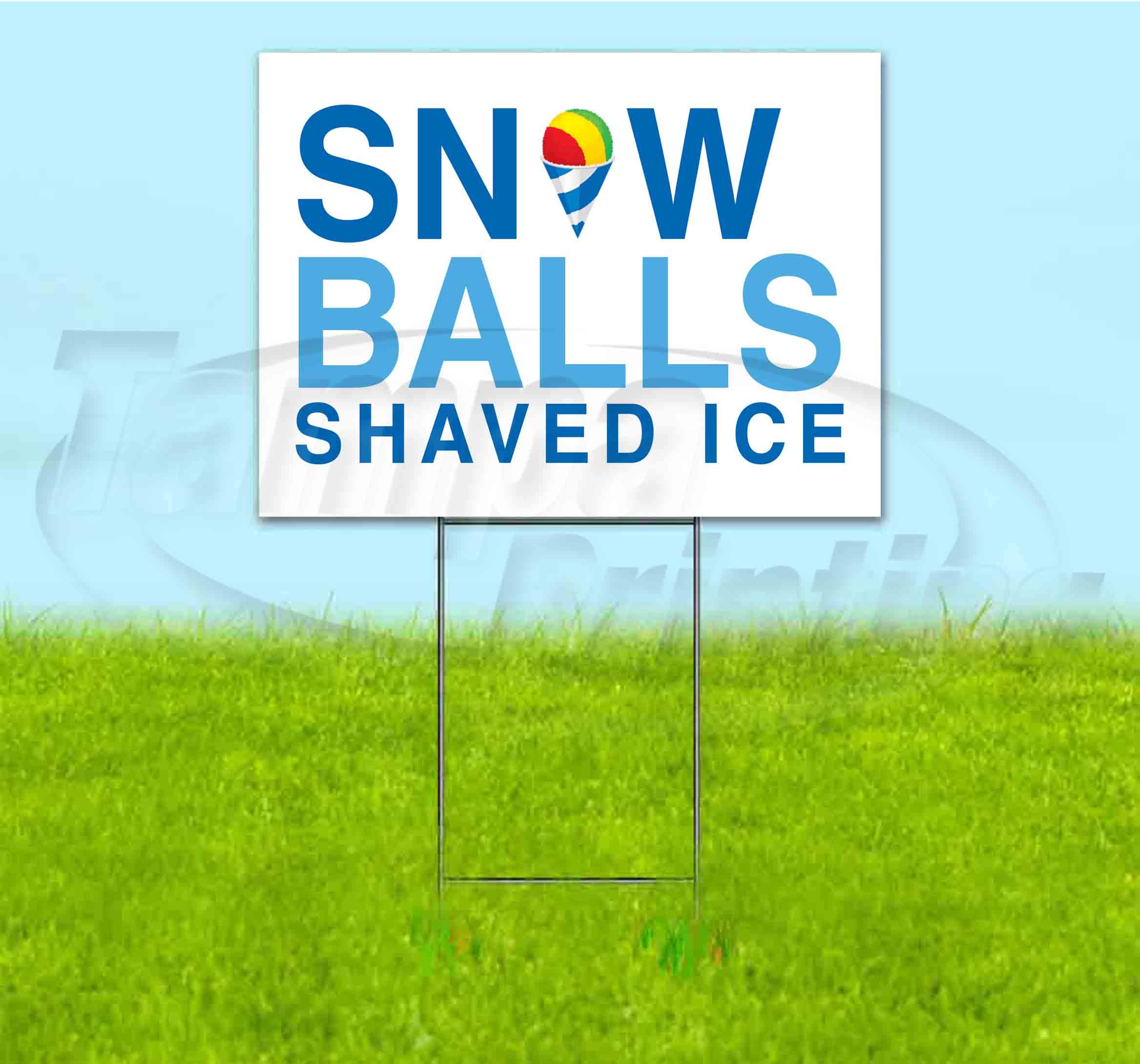 Snowball Shaved Ice Yard Sign 18x24 Inch - Weatherproof Outdoor Advertising with Metal Stake - Bulk Discounts for Multi-Packs - Perfect for Food Trucks, Street Vendors & Seasonal Promotions